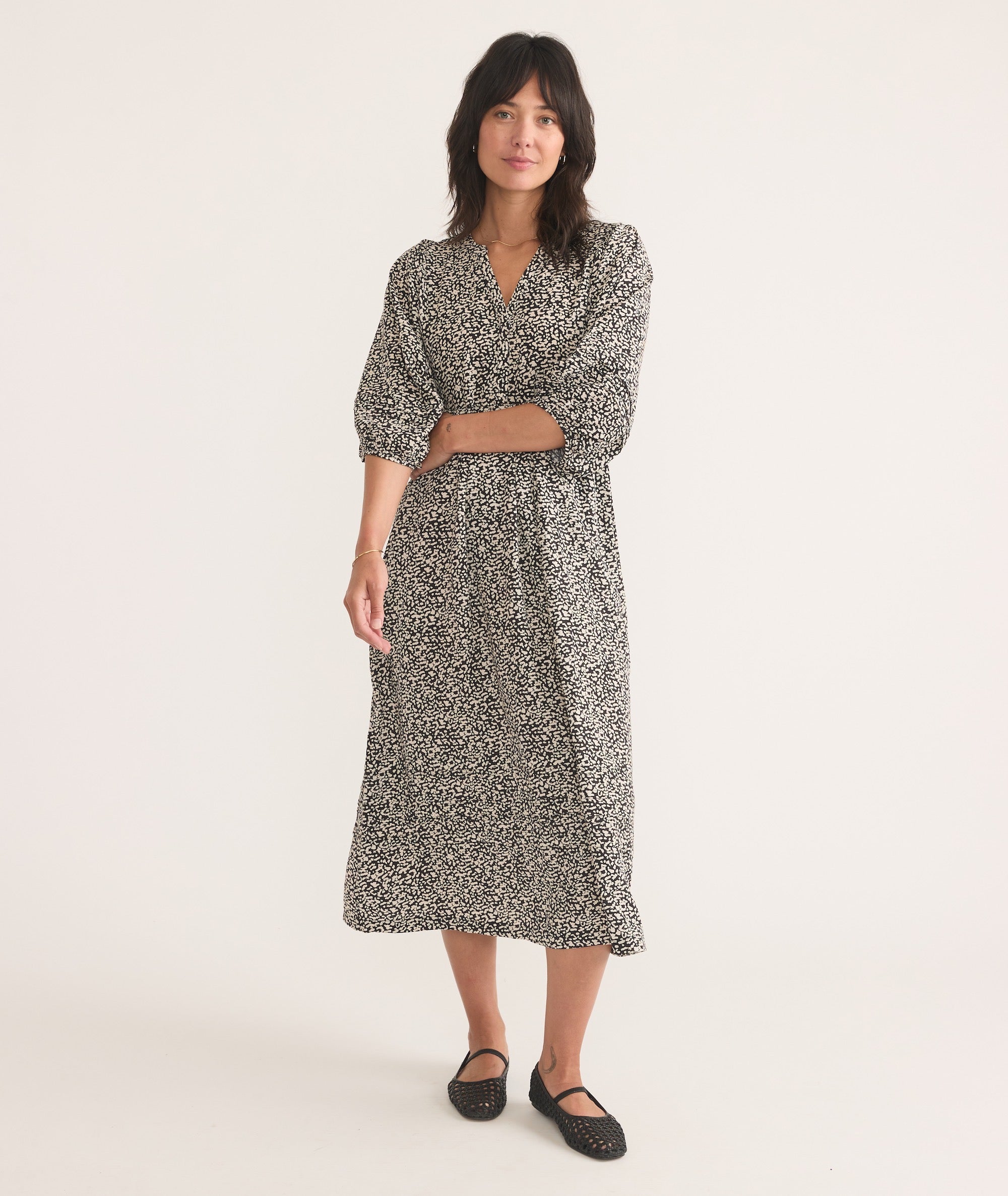Women's Lola Midi Dress | Light Cheetah | Medium by Marine Layer Women's Lola Midi Dress | Light Cheetah | Medium by Marine Layer