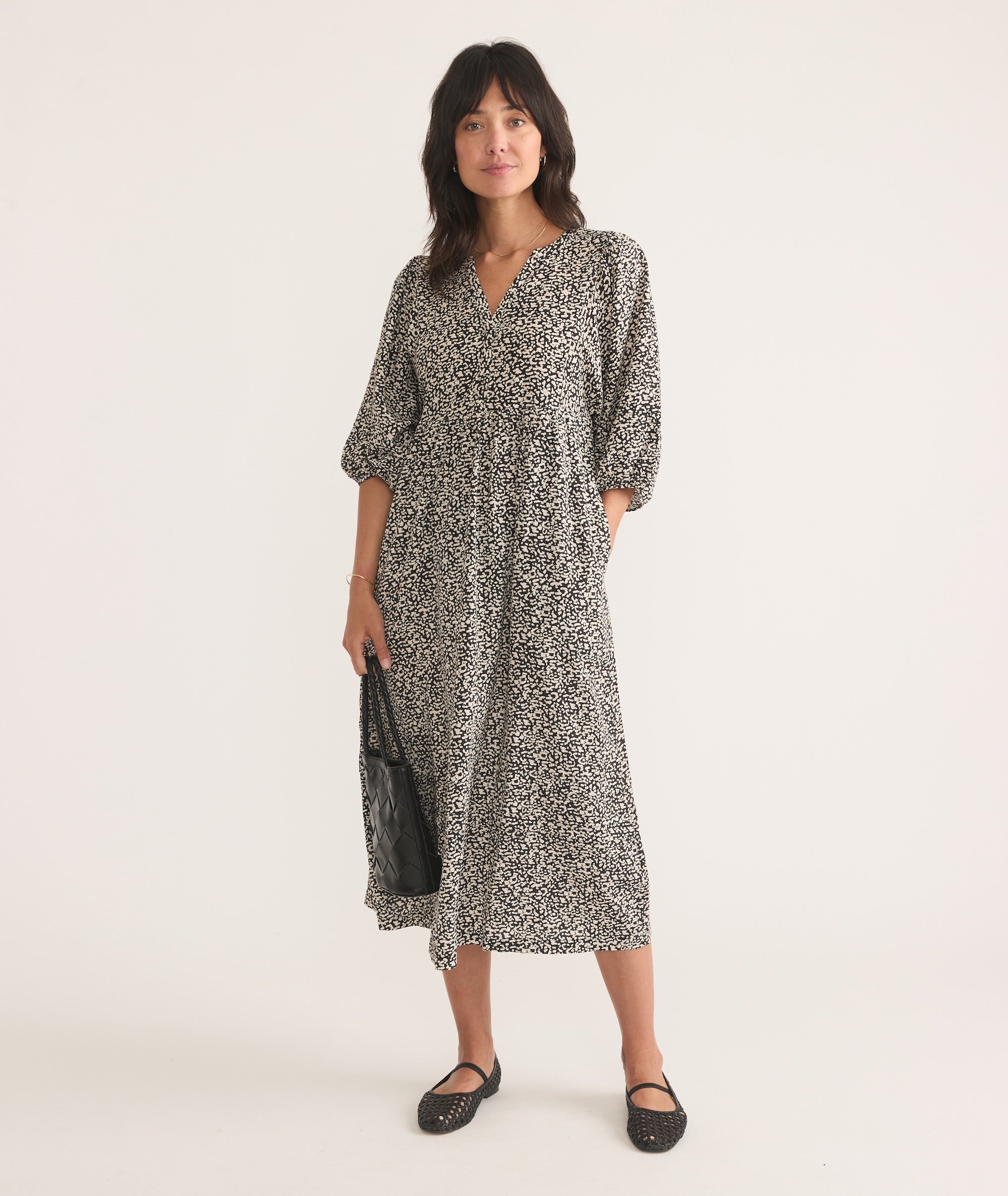 Women's Lola Midi Dress | Light Cheetah | Medium by Marine Layer Women's Lola Midi Dress | Light Cheetah | Medium by Marine Layer