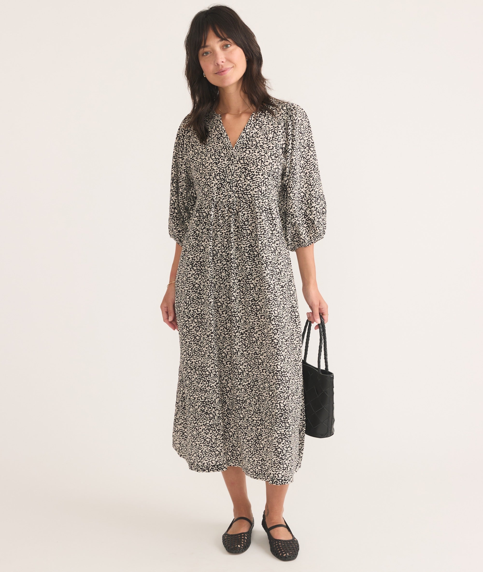 Women's Lola Midi Dress | Light Cheetah | Medium by Marine Layer Women's Lola Midi Dress | Light Cheetah | Medium by Marine Layer
