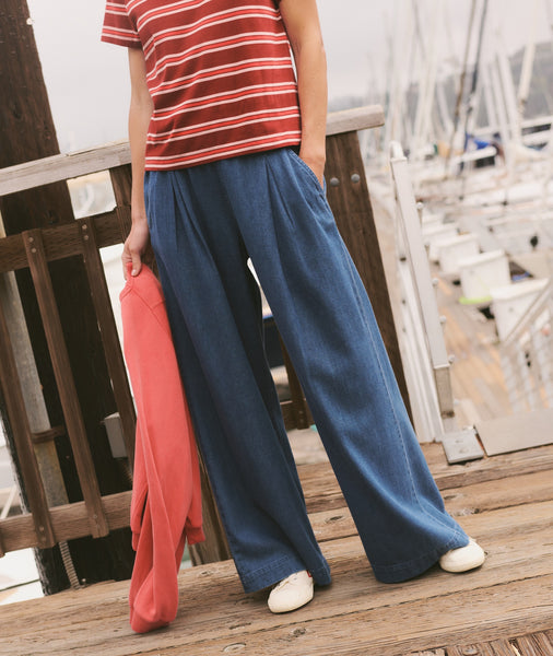 Allison Pleated Wide Leg Denim Trouser – Marine Layer
