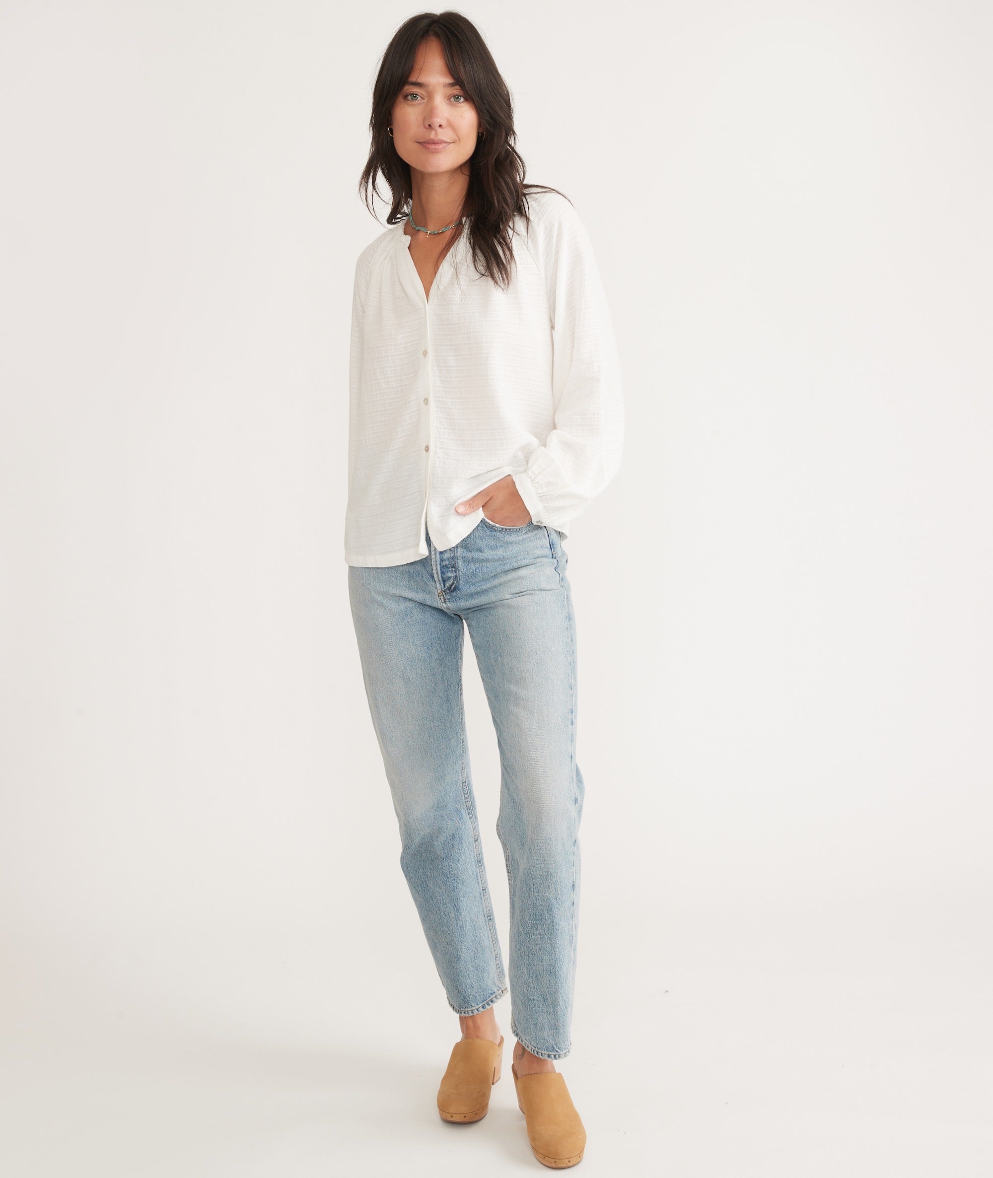 Nixi Collarless Blouse – Marine Layer