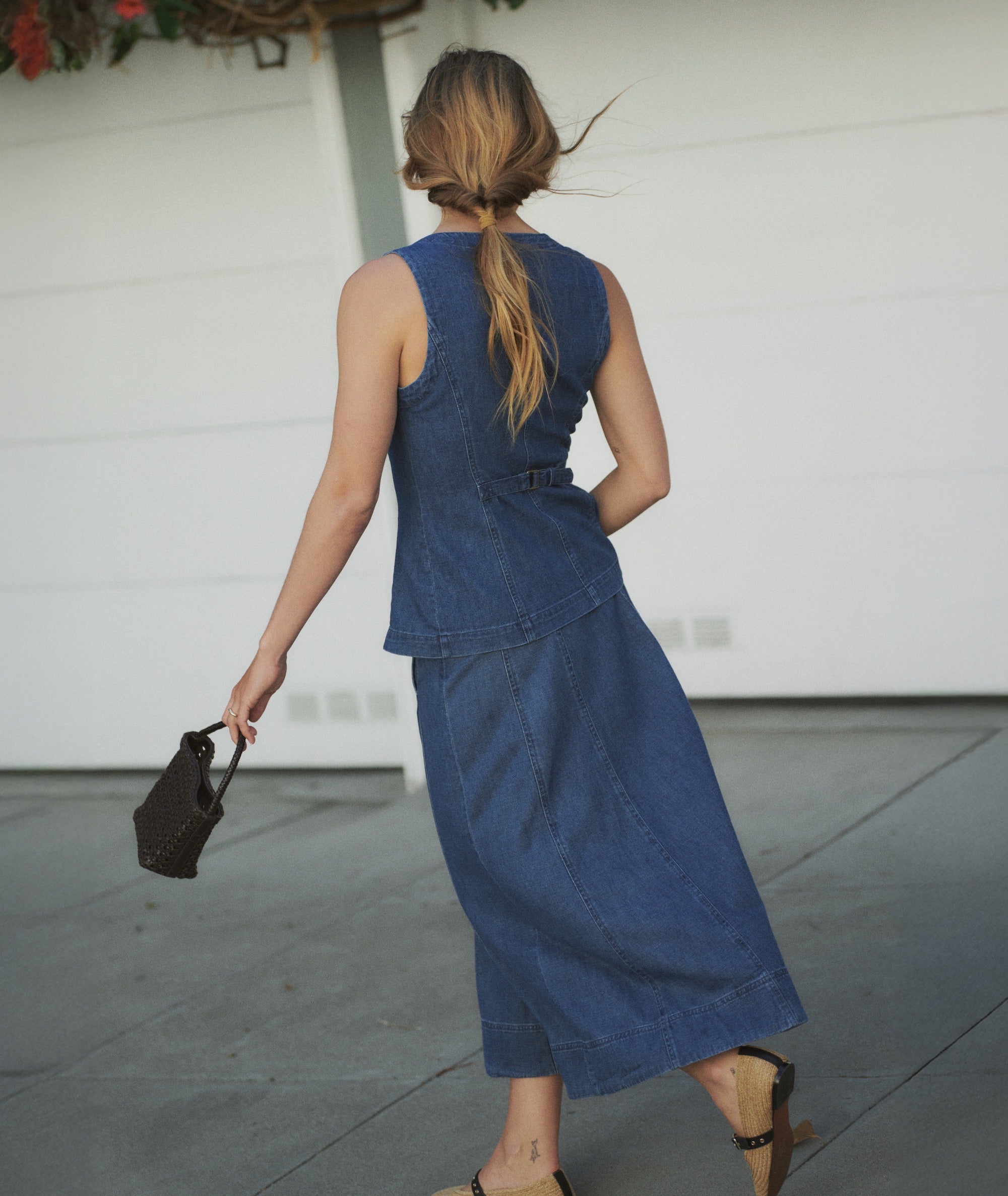 Marine Layer Charlie Longline Vest - Medium Wash / M Marine Layer Charlie Longline Vest - Medium Wash / M