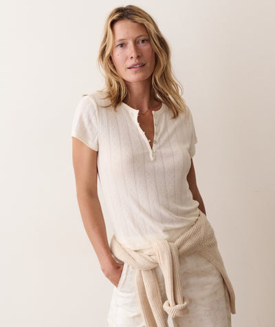 Lexi Pointelle Short Sleeve Henley