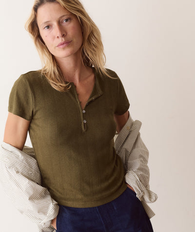Lexi Pointelle Short Sleeve Henley