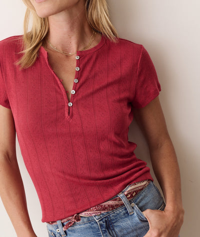 Lexi Pointelle Short Sleeve Henley