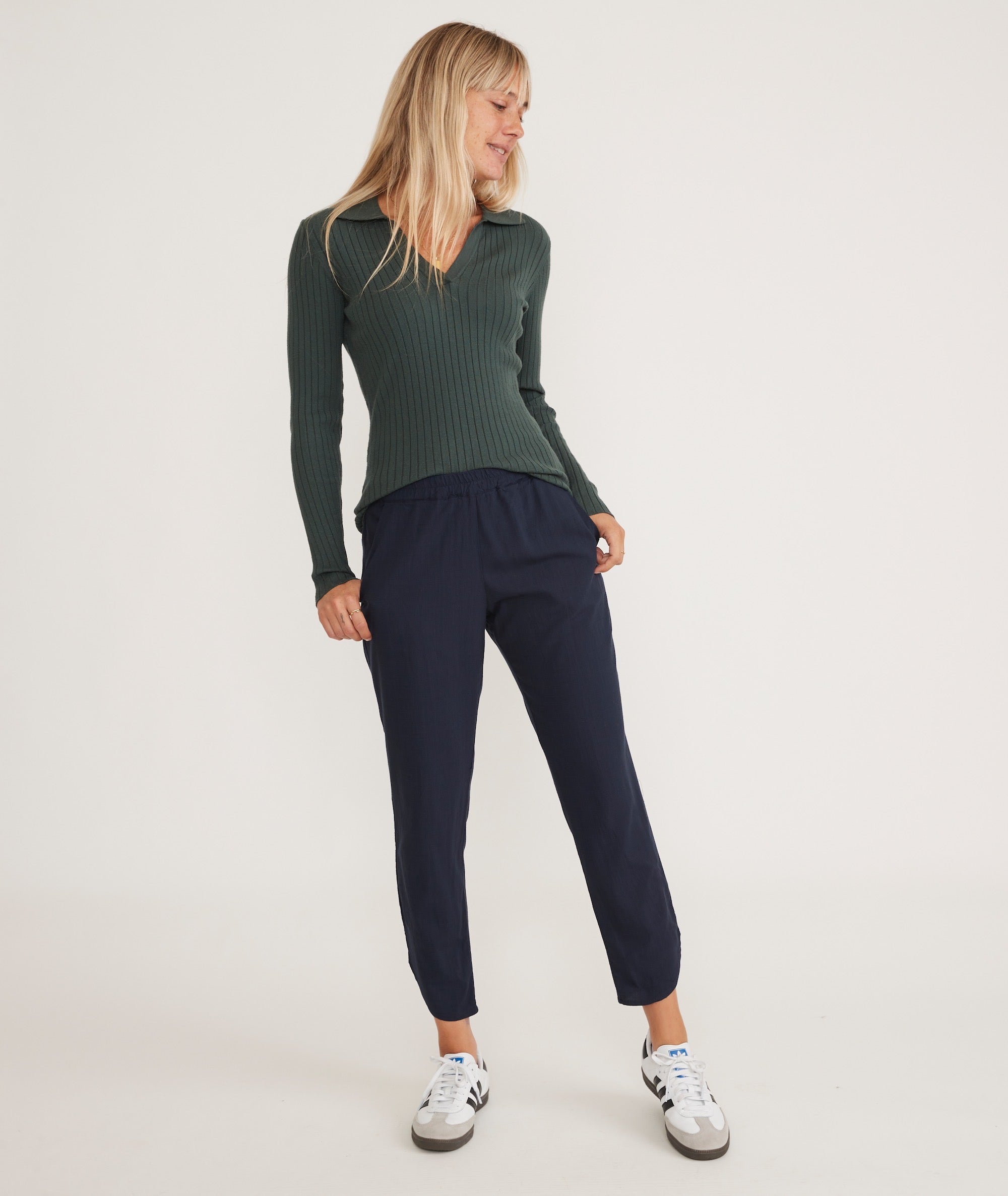 Petite – and Navy Re-Spun in Layer Tall Pant Marine Allison