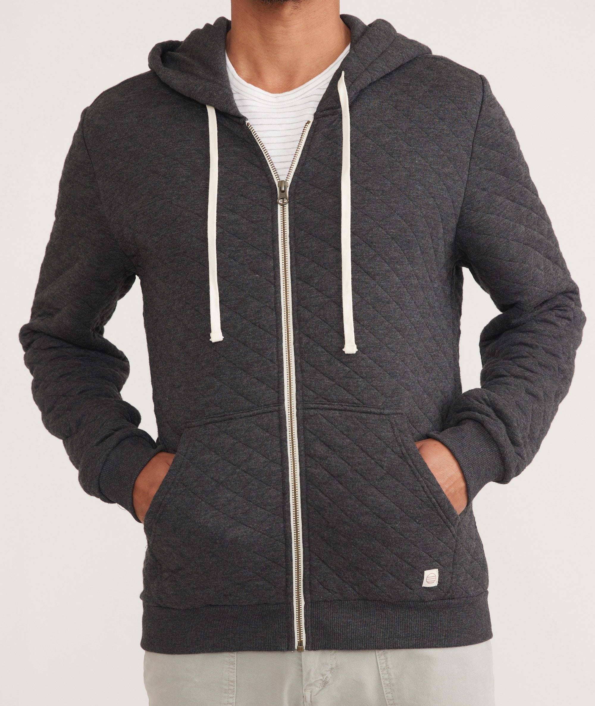 Men's Corbet Quilted Full Zip Hoodie in Dark Heather Grey