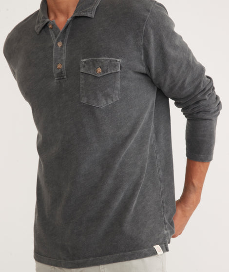 Vintage Heavy Slub Long Sleeve Polo