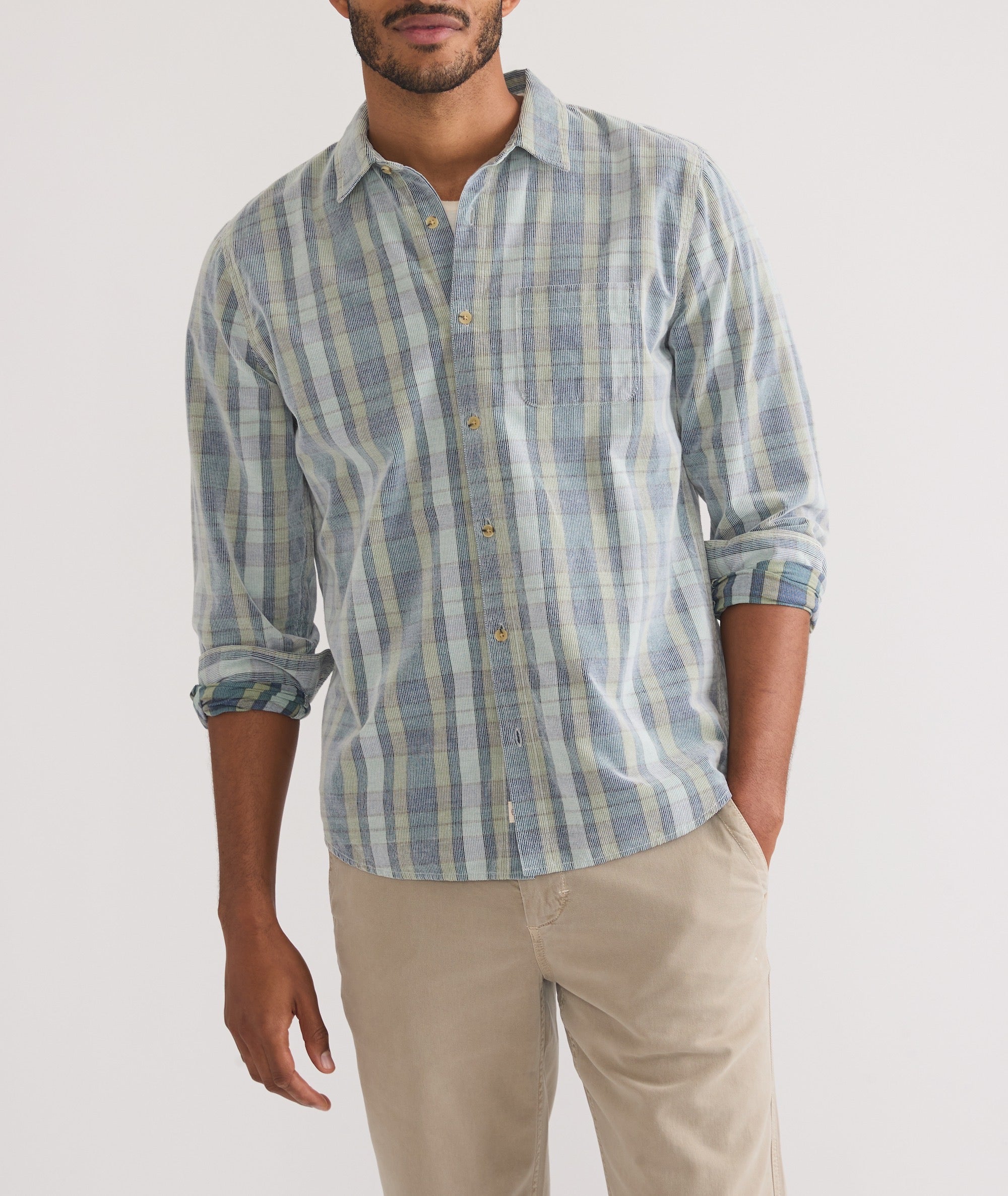 Lightweight Plaid Corduroy Shirt