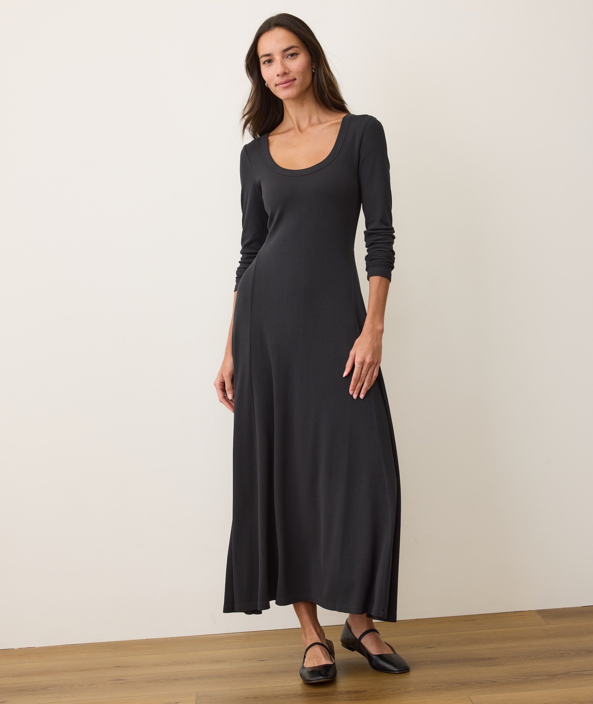 Women's Lexi Rib Fit & Flare Dress | Black | XS by Marine Layer Women's Lexi Rib Fit & Flare Dress | Black | XS by Marine Layer