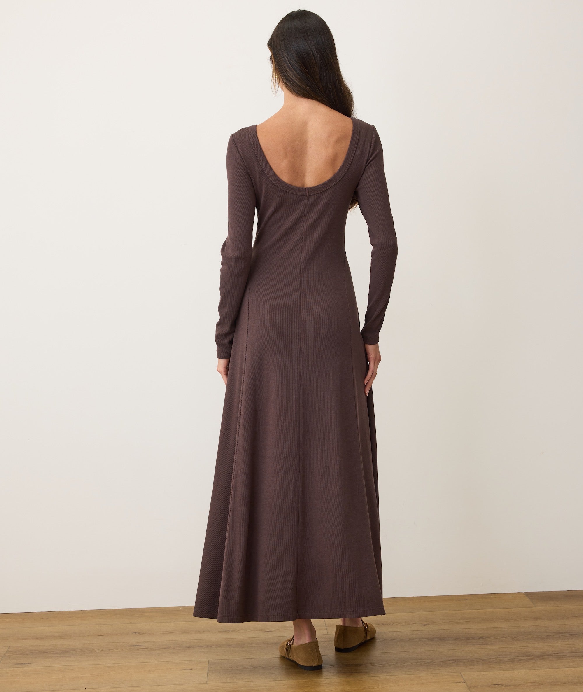 Women's Lexi Rib Fit & Flare Dress | Coffee Bean | Large by Marine Layer Women's Lexi Rib Fit & Flare Dress | Coffee Bean | Large by Marine Layer