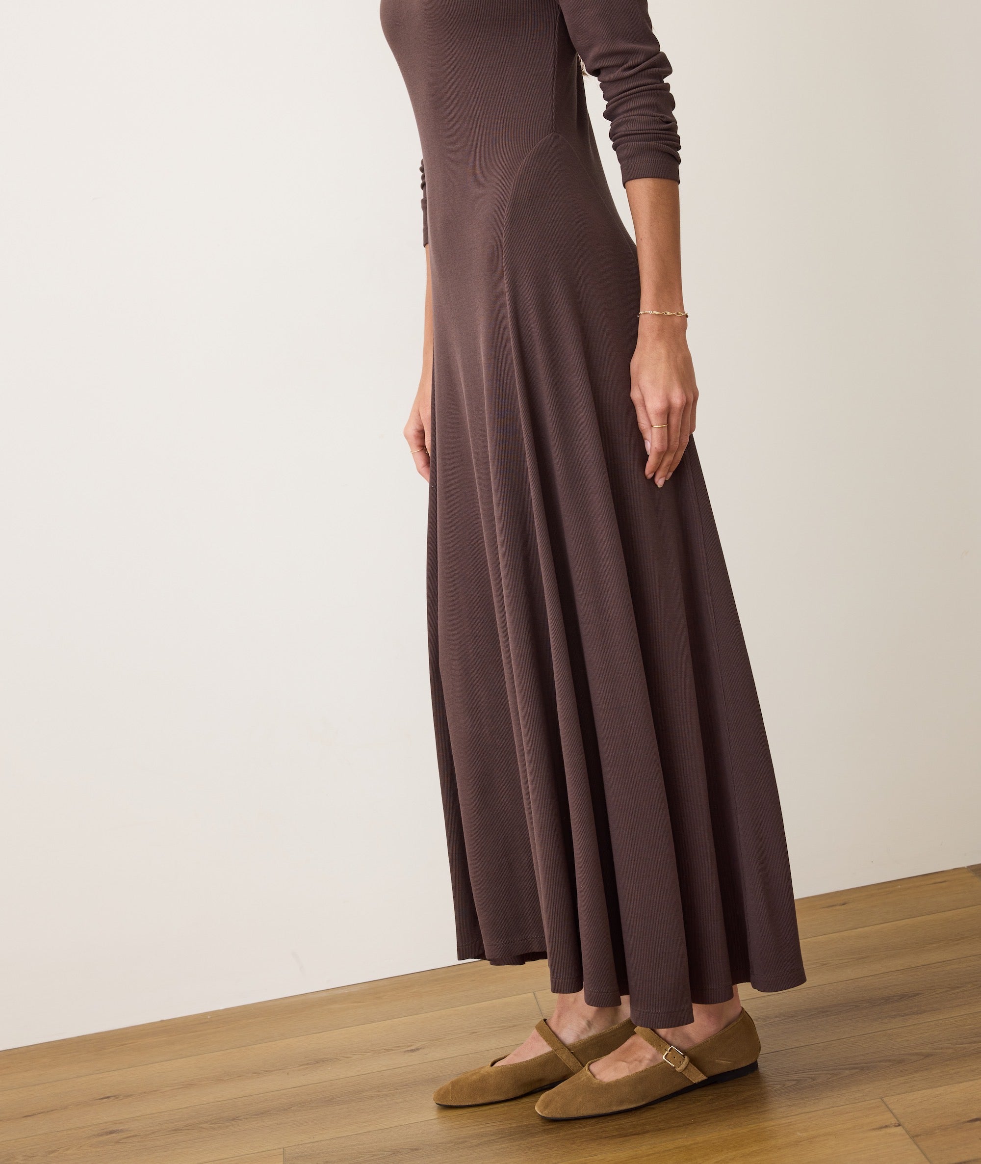 Women's Lexi Rib Fit & Flare Dress | Coffee Bean | Large by Marine Layer Women's Lexi Rib Fit & Flare Dress | Coffee Bean | Large by Marine Layer