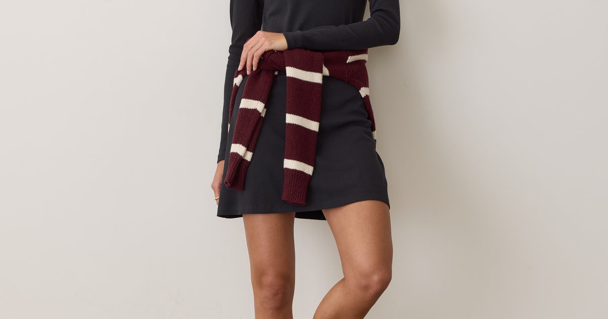 Marine Layer Women's Lexi Long Sleeve Rib Minidress - Black
