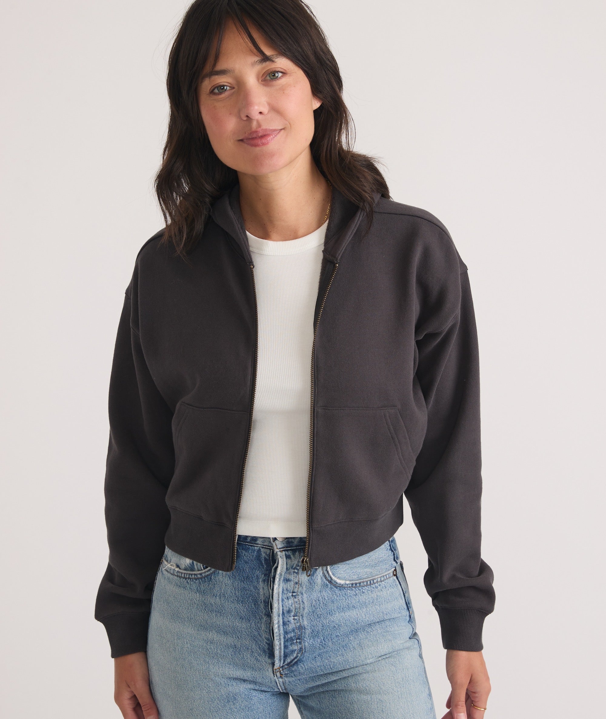 Anytime Cropped Full Zip Sweatshirt
