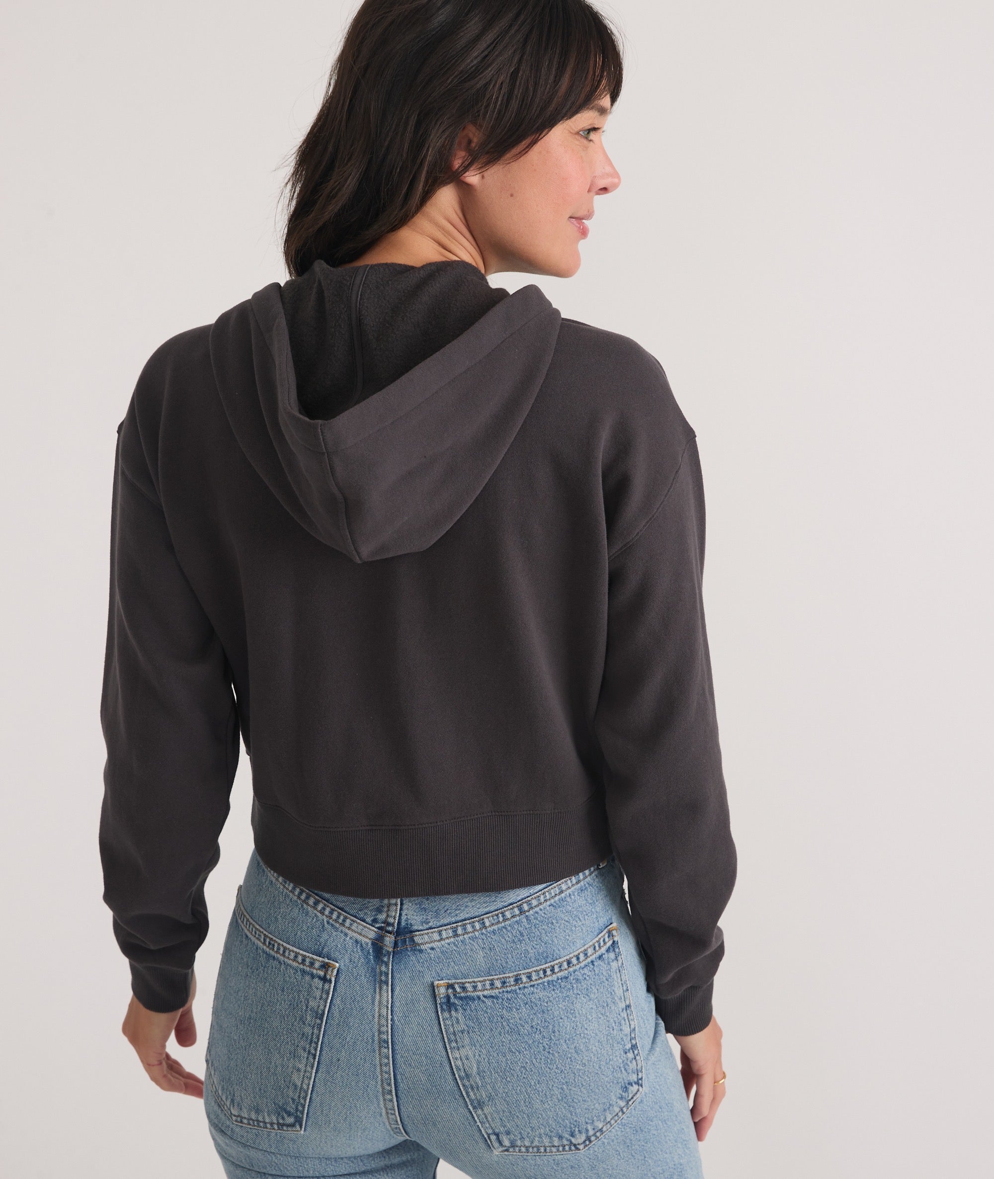 Air fleece zip cropped hoodie clearance