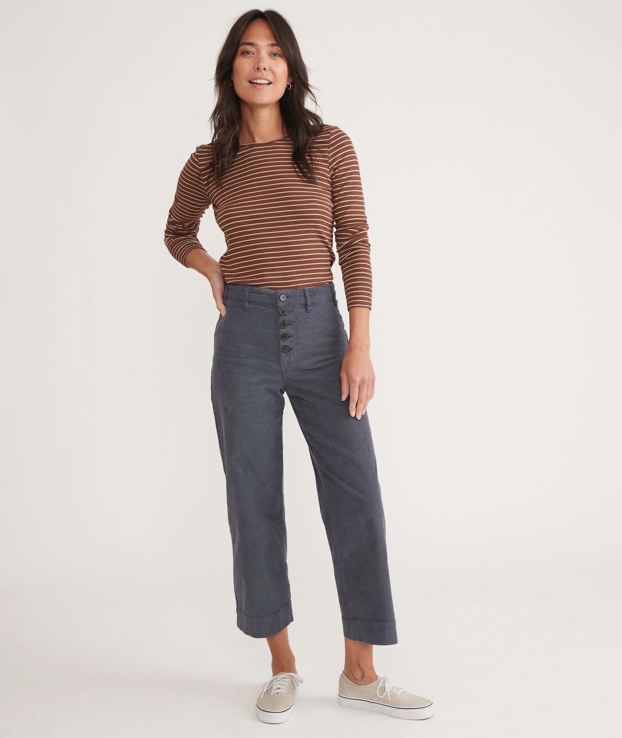 Wide leg cropped corduroy on sale pants