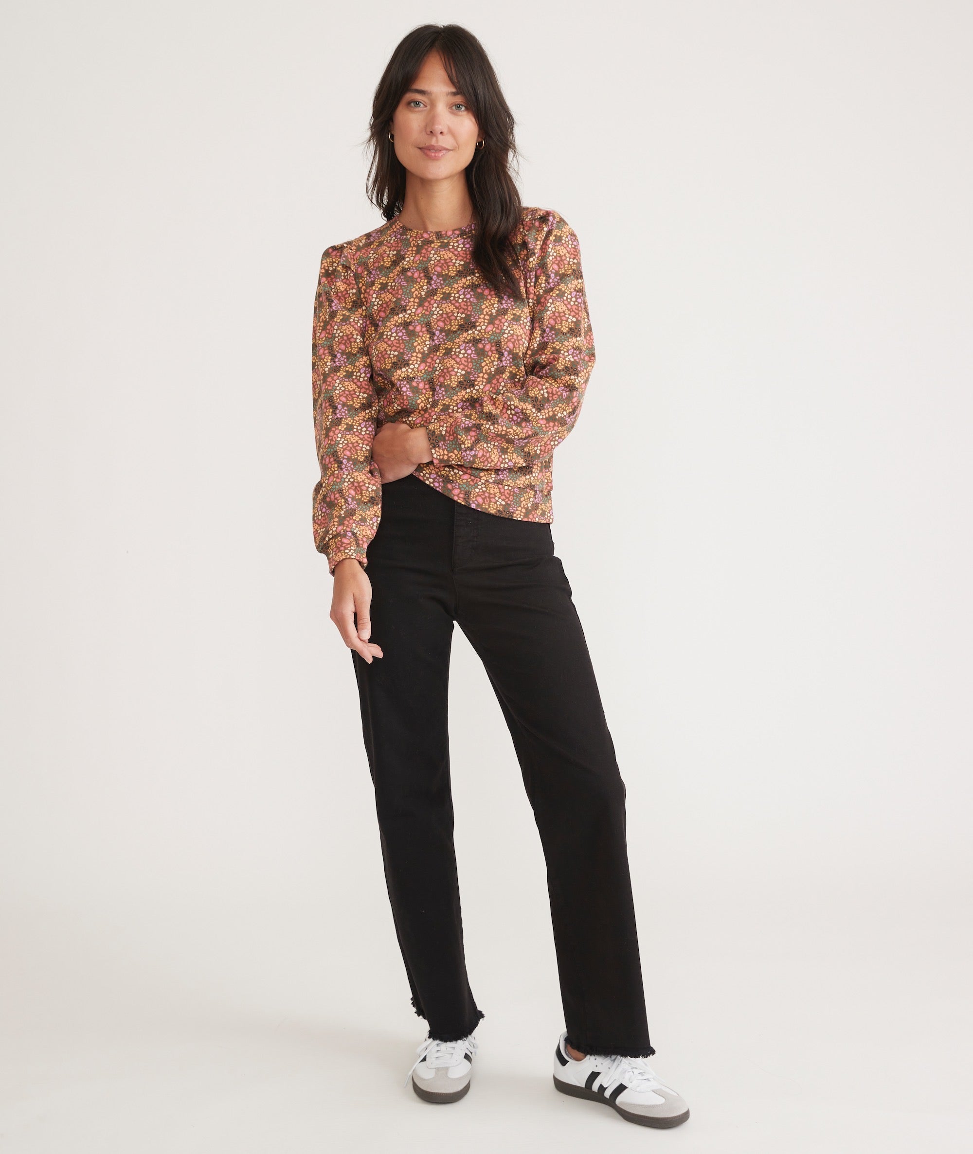 Z supply leopard puff sleeve 2025 sweatshirt