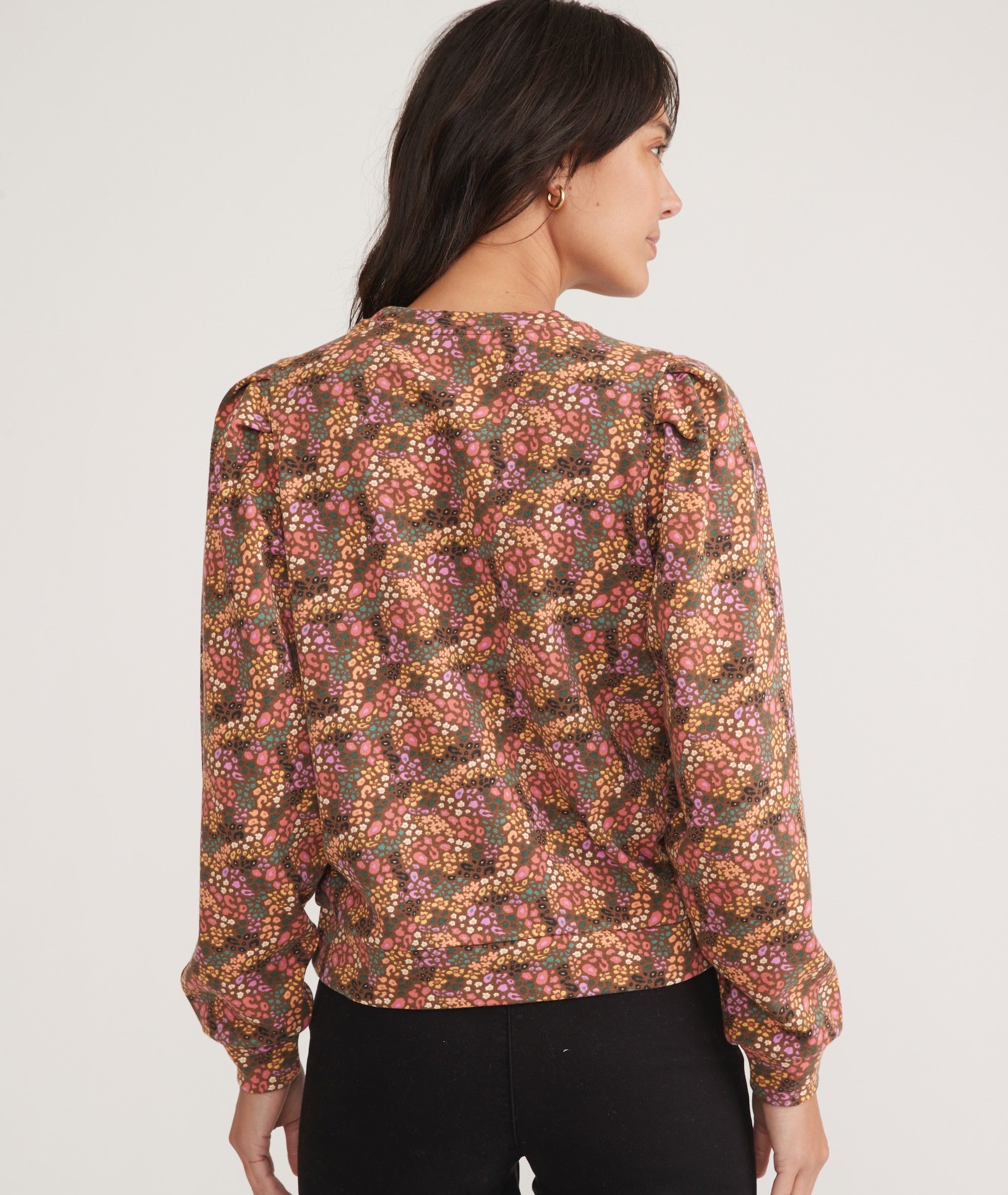 Z supply leopard puff sleeve sweatshirt clearance