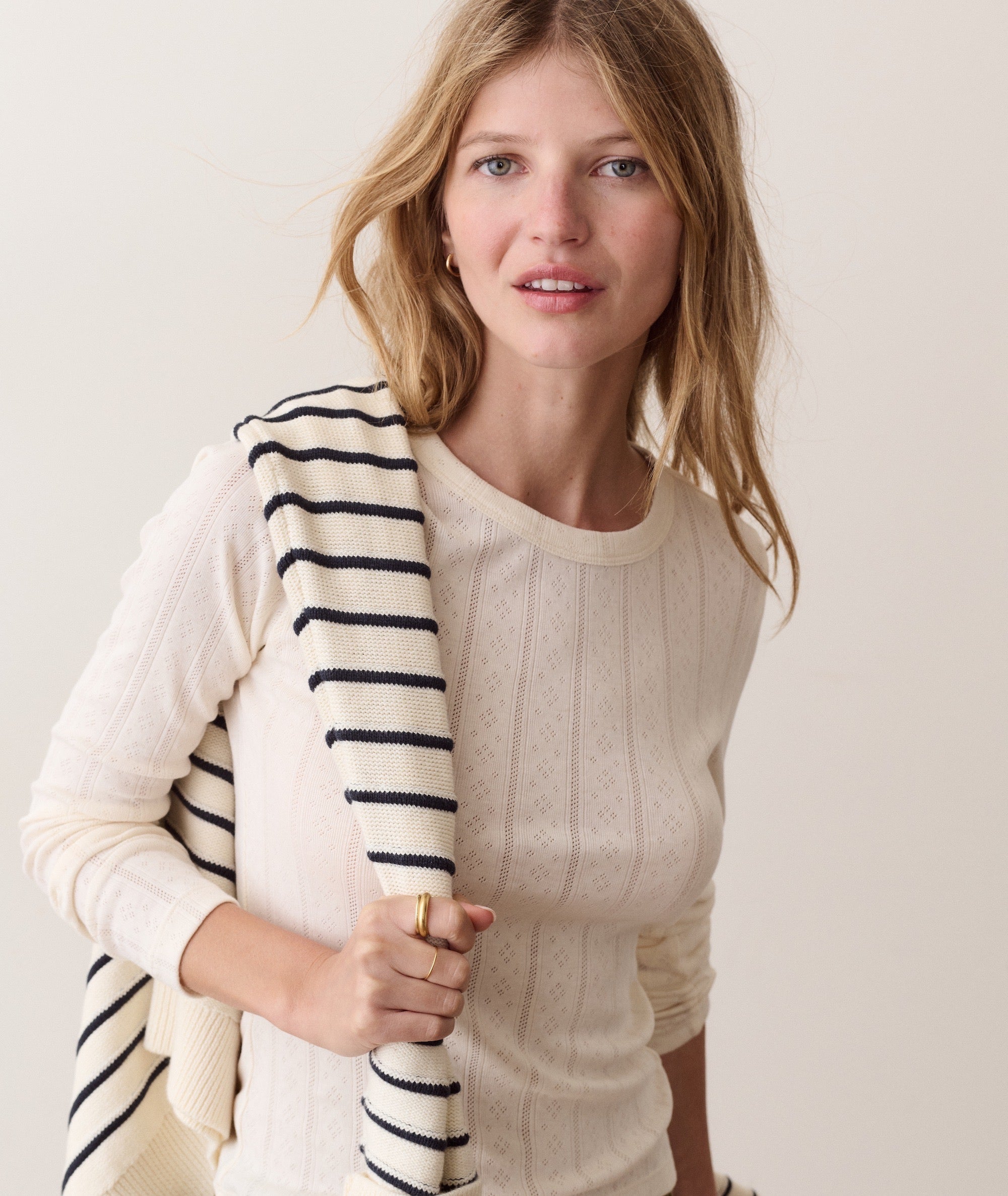 Lexi Pointelle Long Sleeve Crew Tee