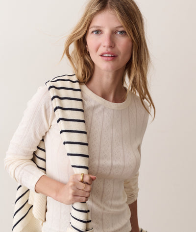 Lexi Pointelle Long Sleeve Crew Tee