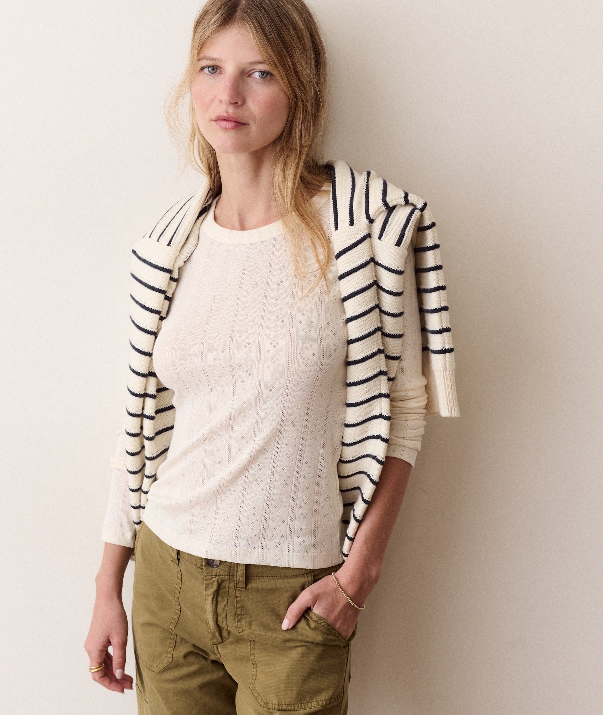 Lexi Pointelle Long Sleeve Crew Tee
