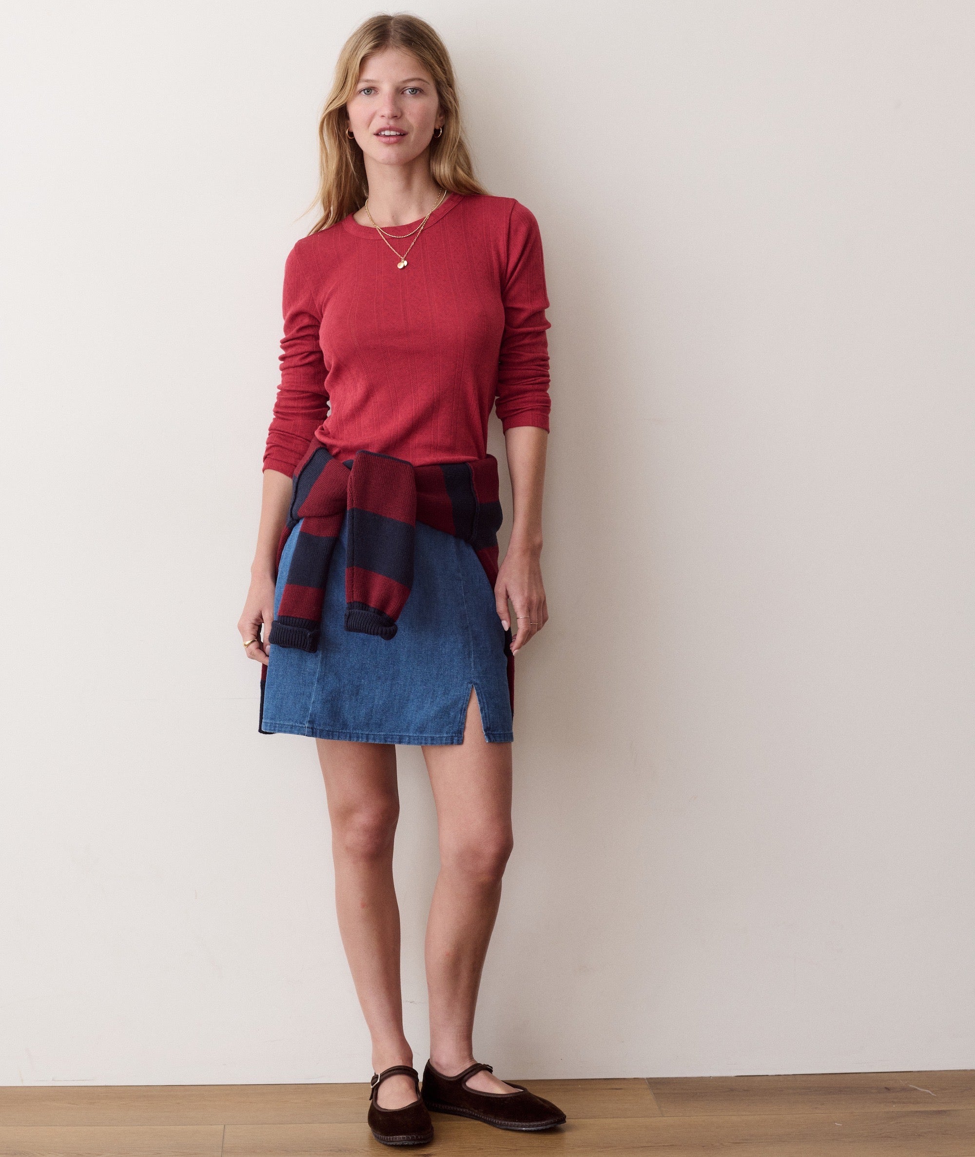 Lexi Pointelle Long Sleeve Crew Tee