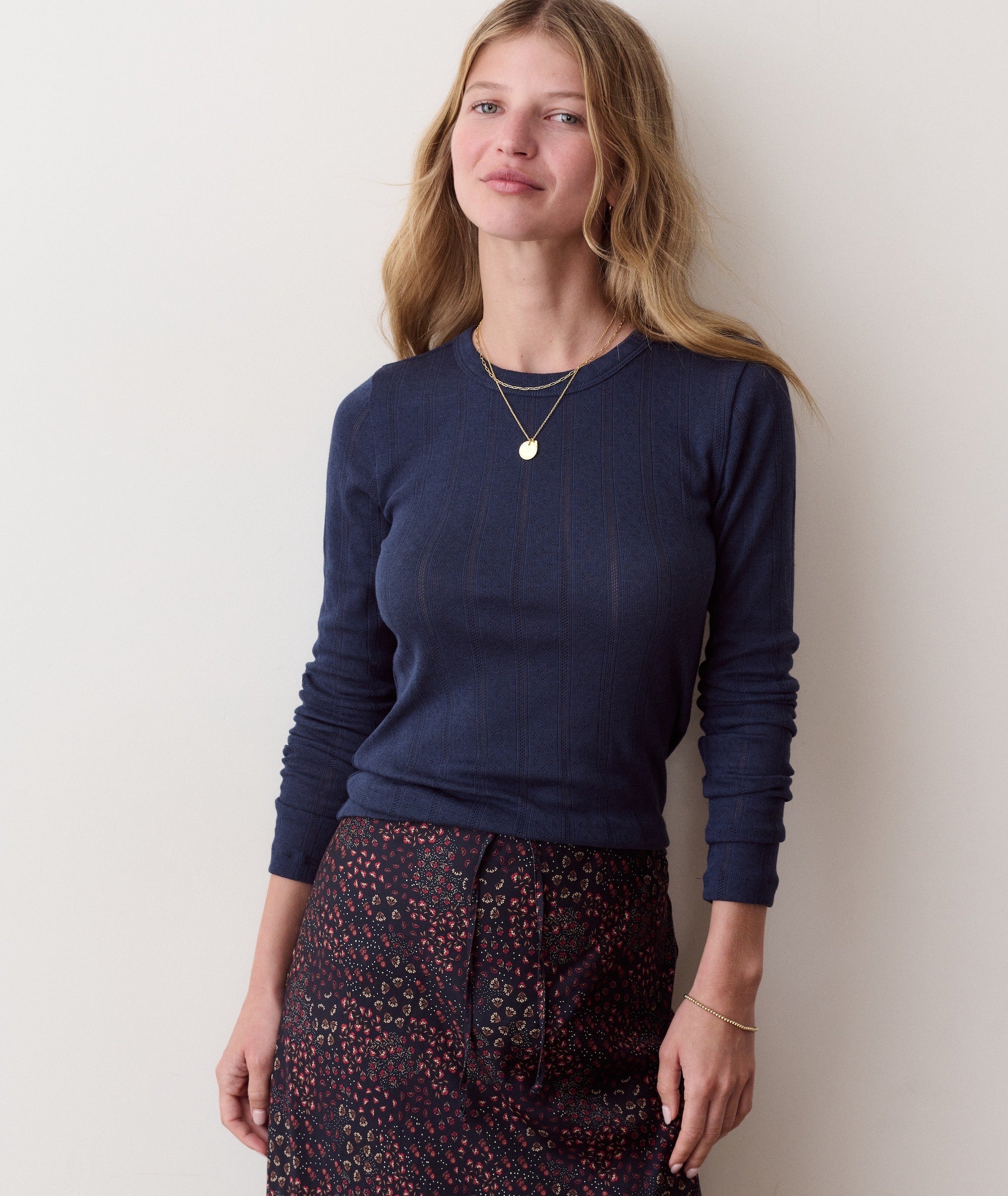 Lexi Pointelle Long Sleeve Crew Tee