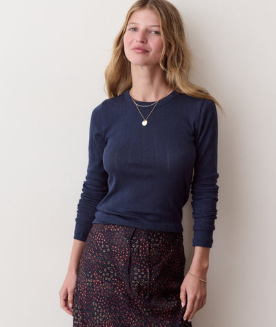 Lexi Pointelle Long Sleeve Crew Tee