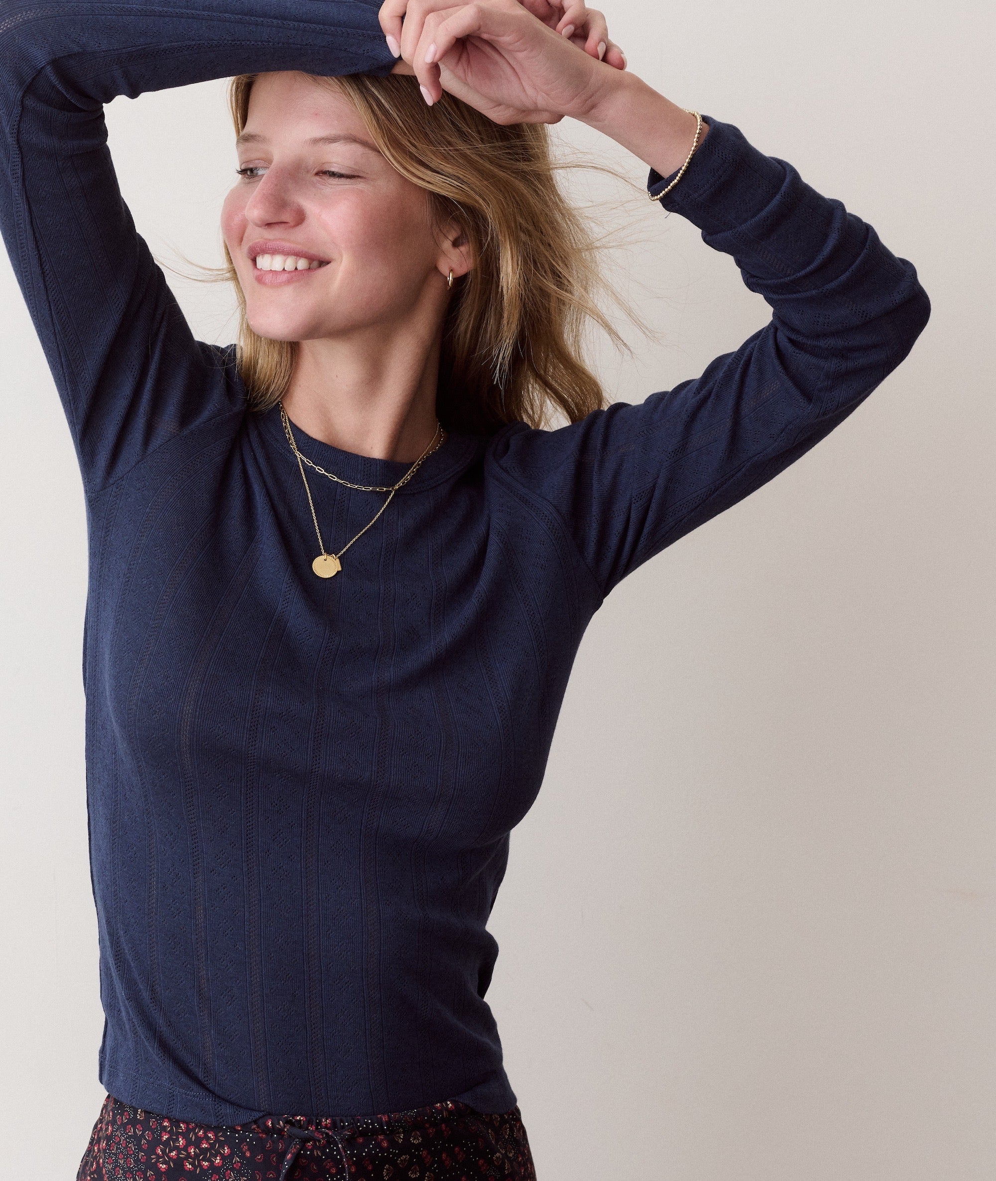 Lexi Pointelle Long Sleeve Crew Tee