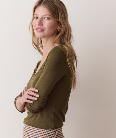 Lexi Pointelle Long Sleeve Scoop Tee