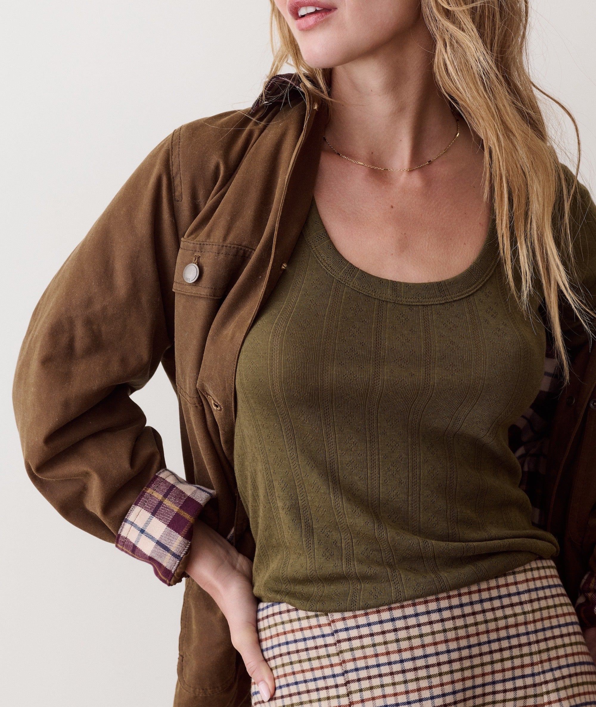 Lexi Pointelle Long Sleeve Scoop Tee