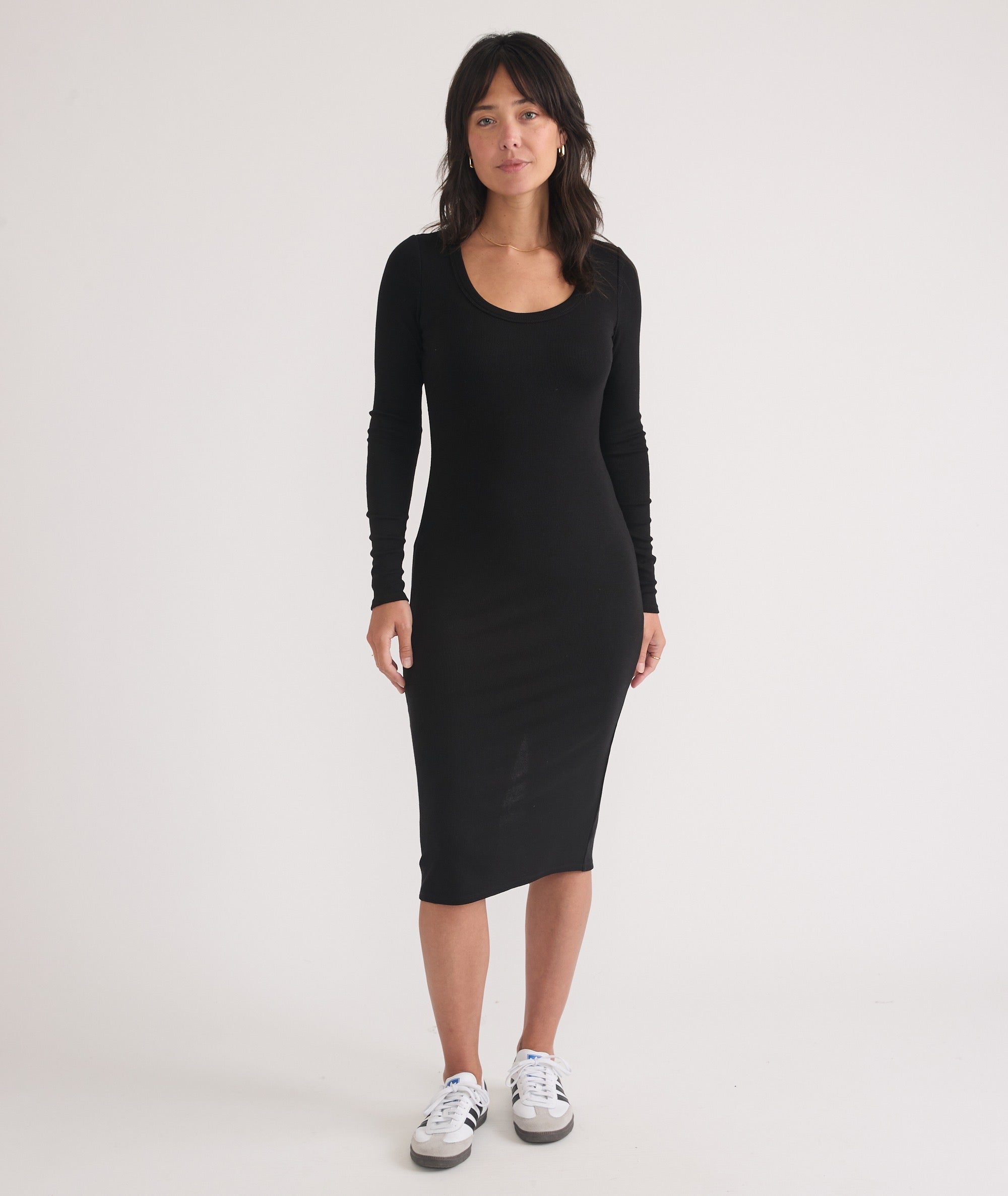 Marine Layer Lexi Rib Long-Sleeve Midi Dress - Women's Black, S Marine Layer Lexi Rib Long-Sleeve Midi Dress - Women's Black, S