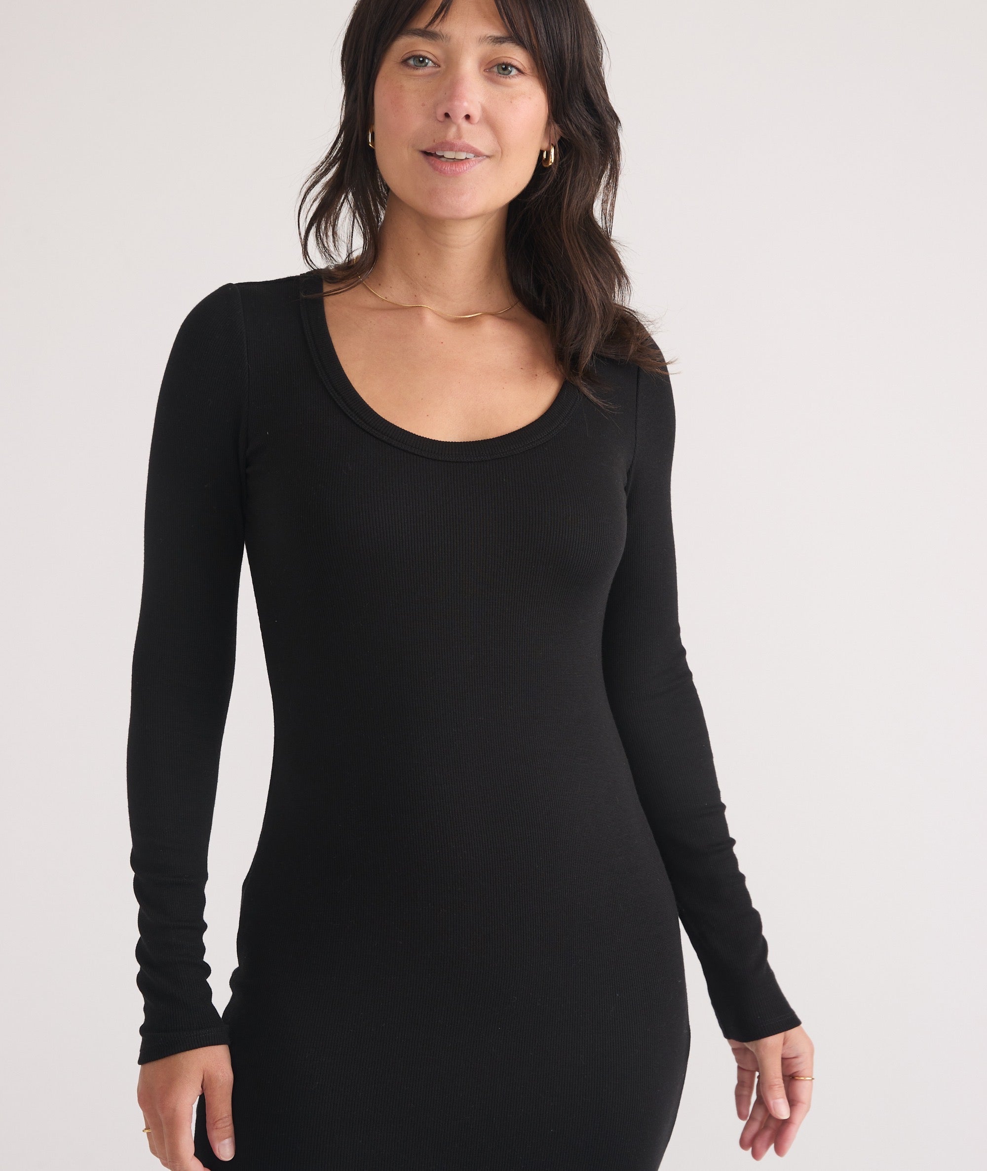 Marine Layer Lexi Rib Long-Sleeve Midi Dress - Women's Black, S Marine Layer Lexi Rib Long-Sleeve Midi Dress - Women's Black, S
