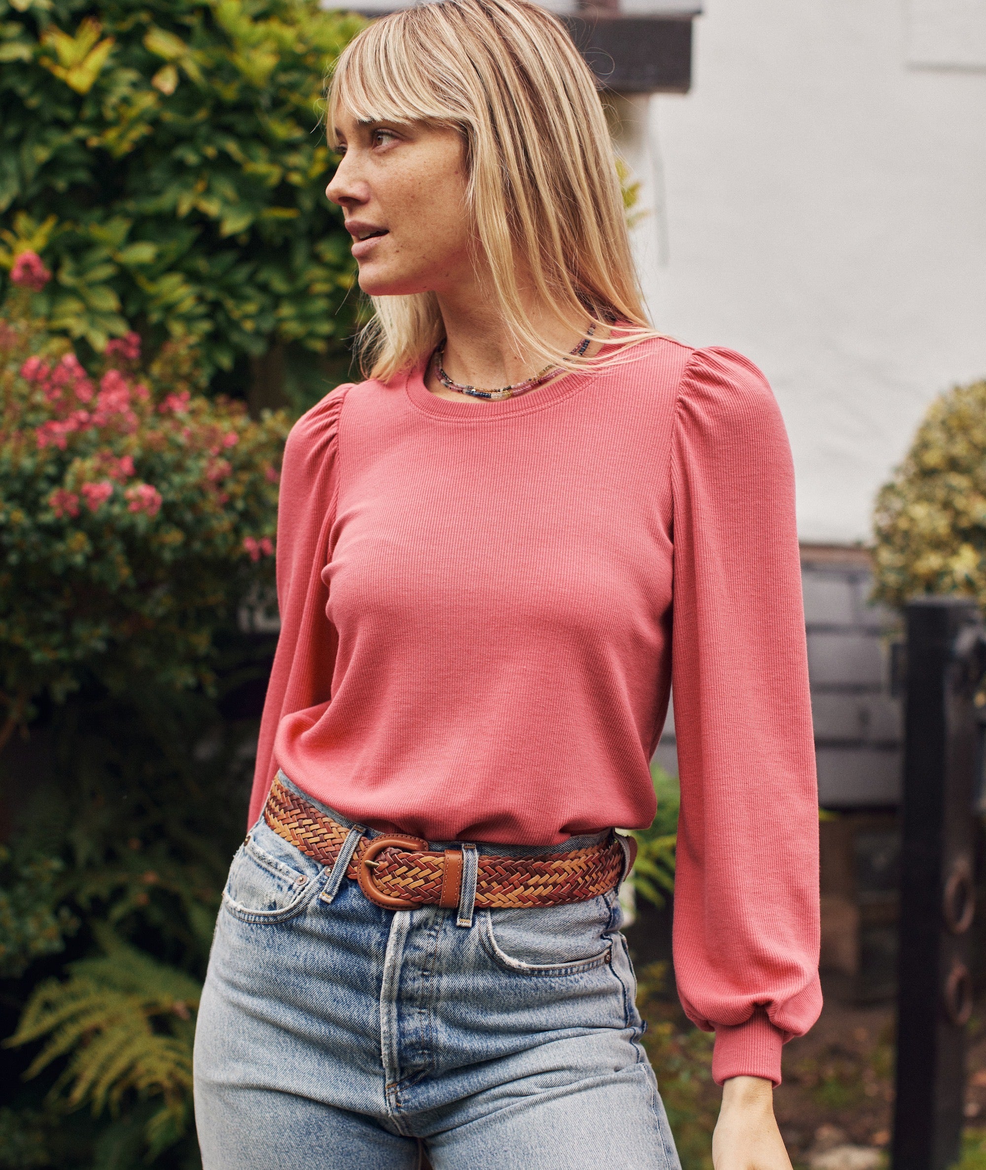 Rib puff sales sleeve top