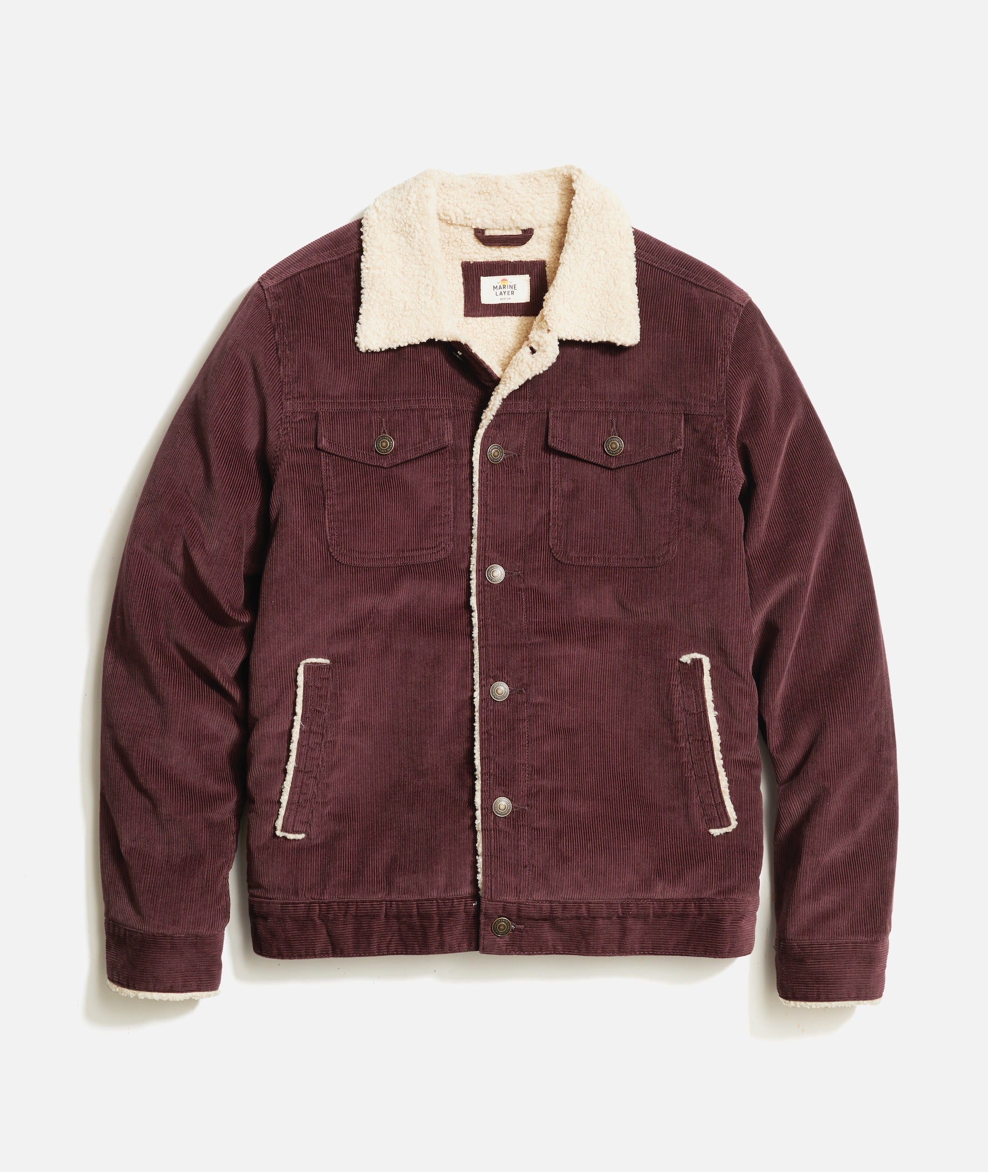 Burgundy cord sherpa lined jacket store