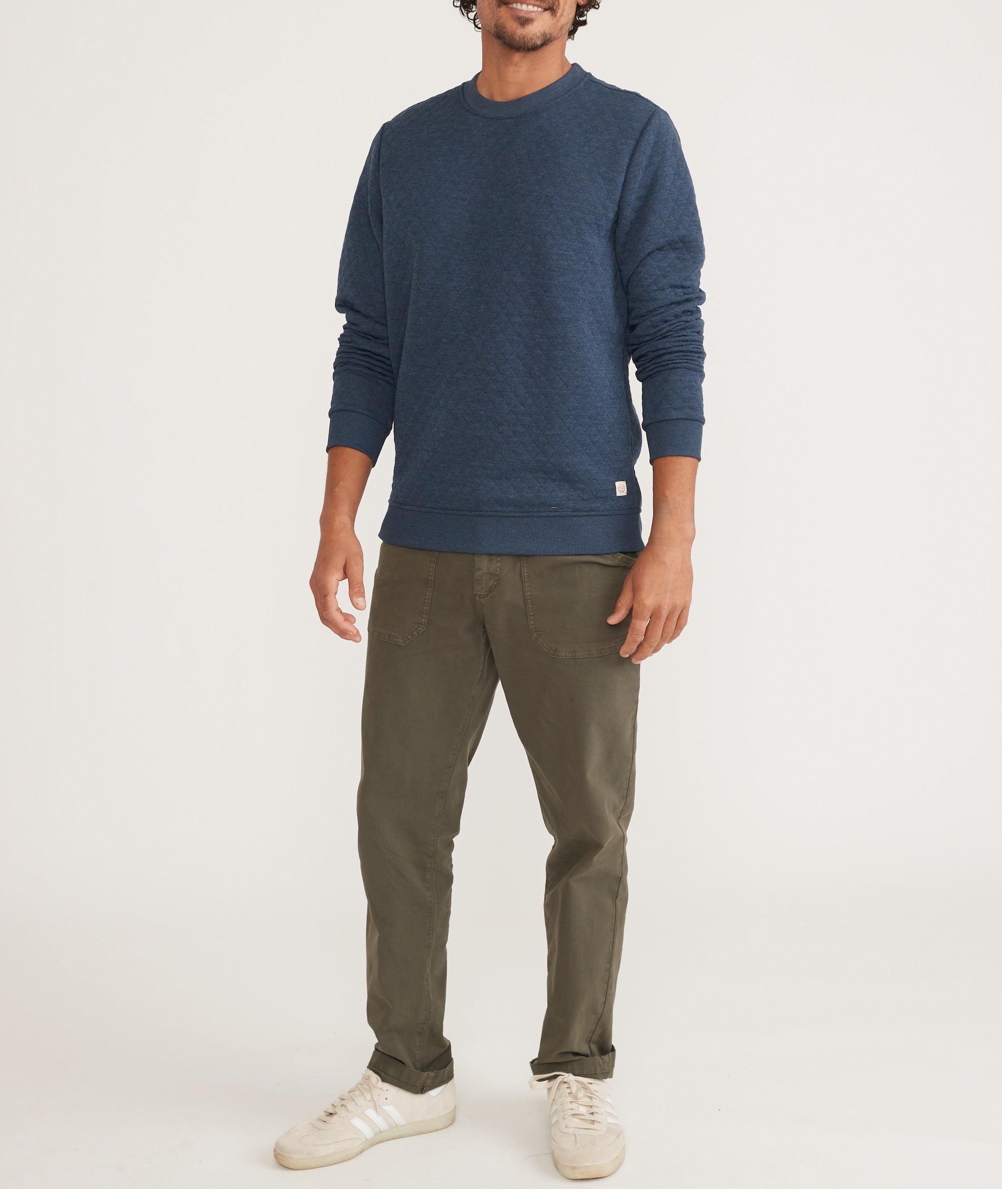 Men's Corbet Quilted Crewneck in Navy