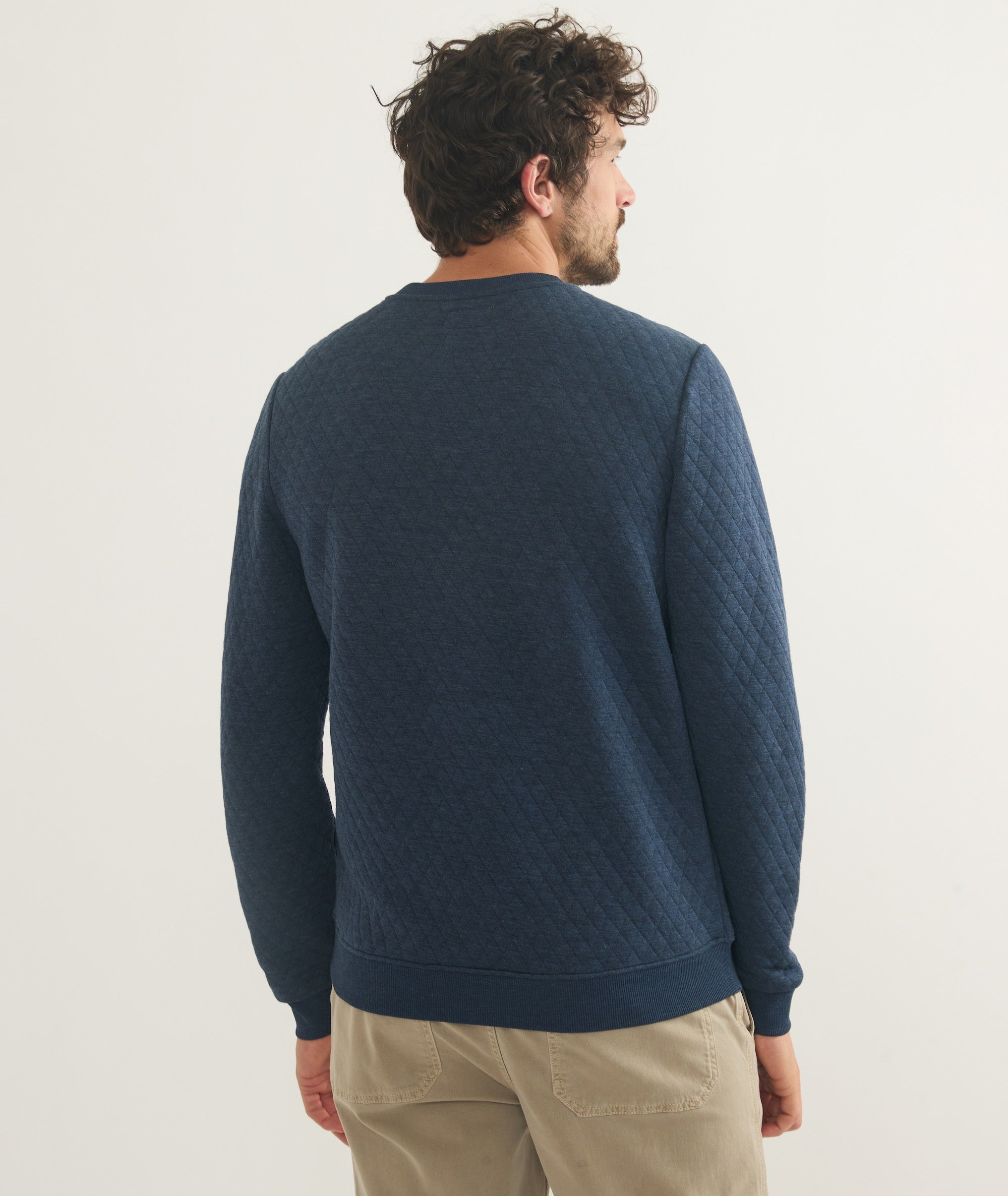 Men's Corbet Quilted Crewneck in Navy