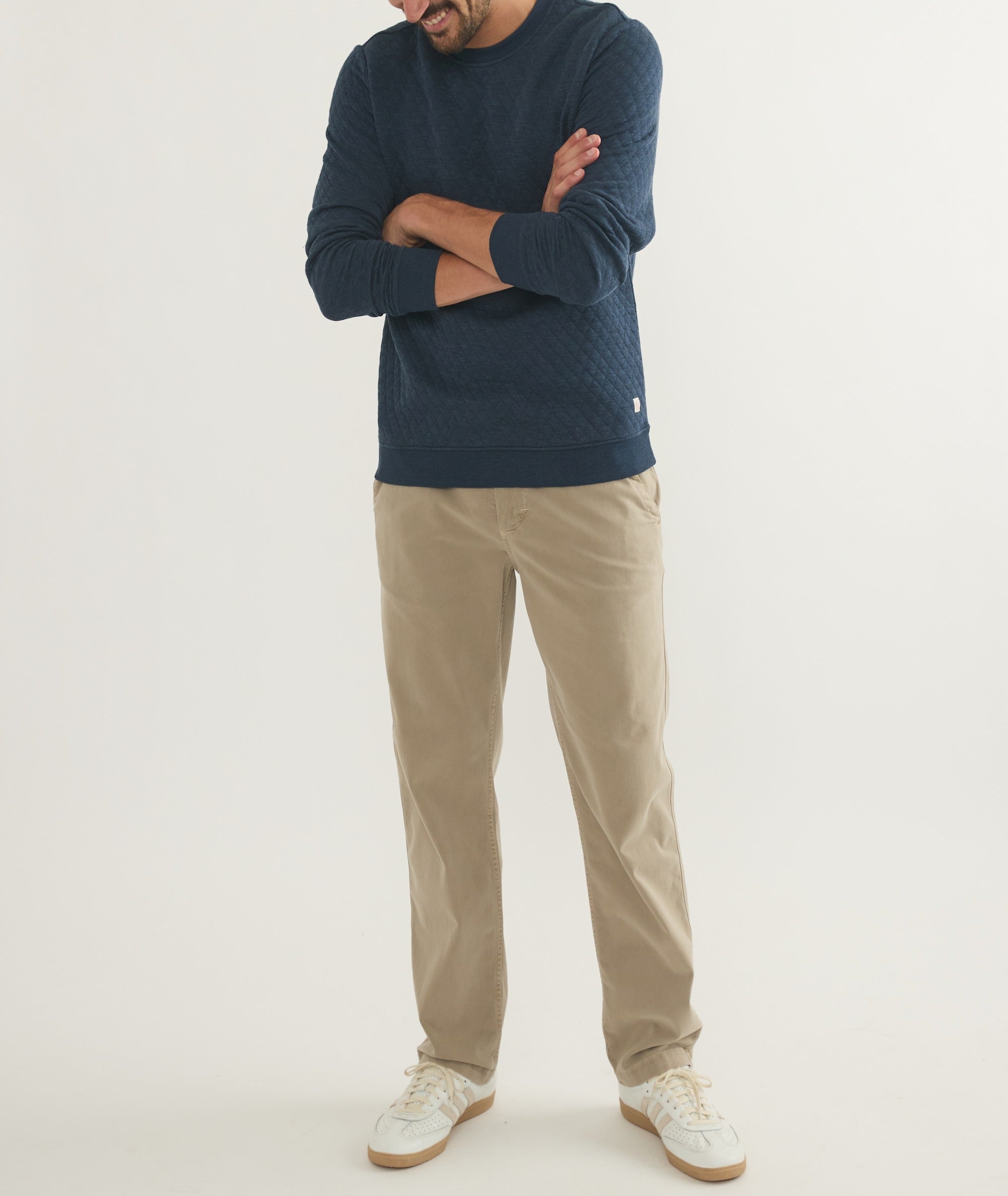 Men's Corbet Quilted Crewneck in Navy
