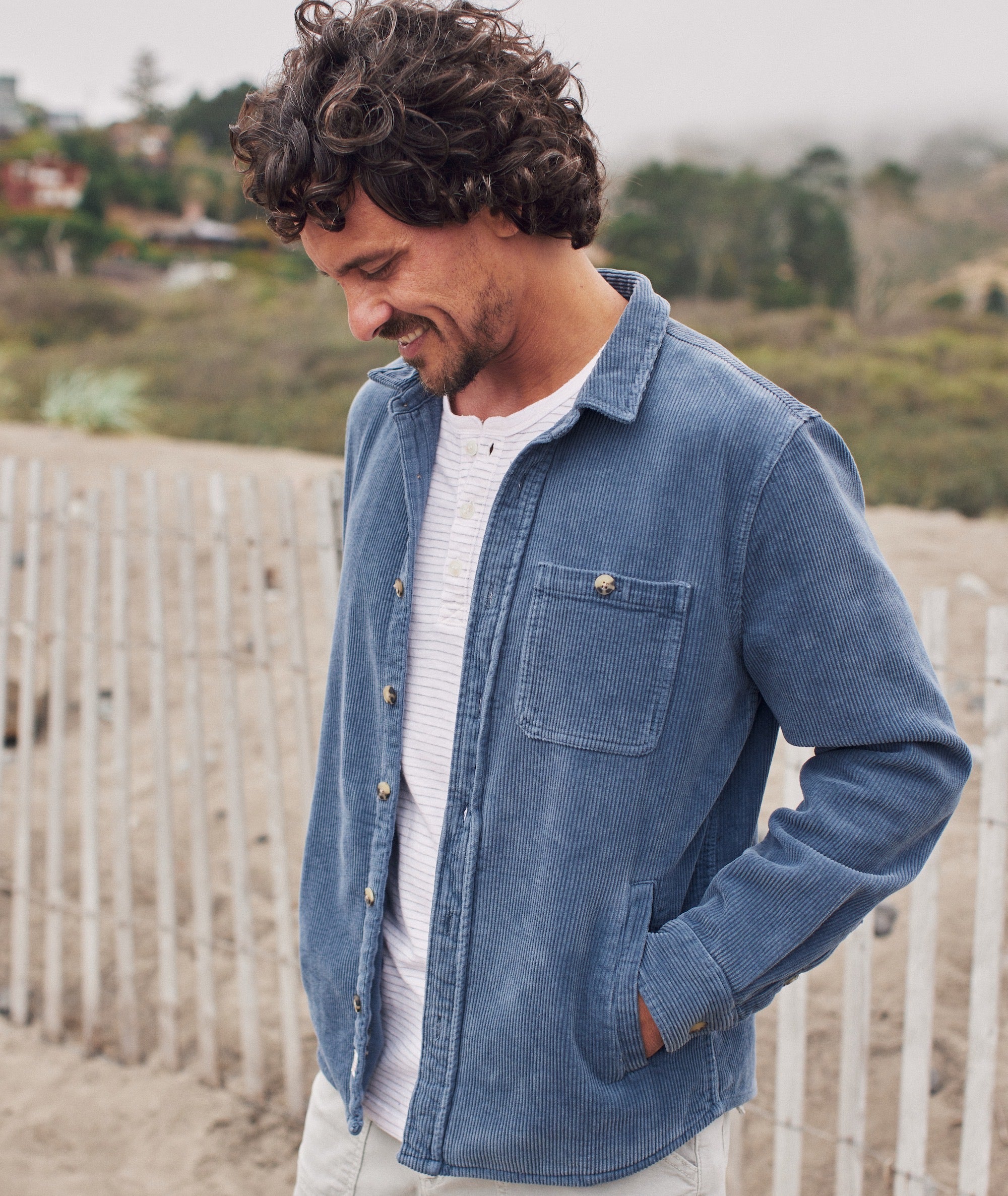 Wide Wale Corduroy Trucker Jacket - Light Blue