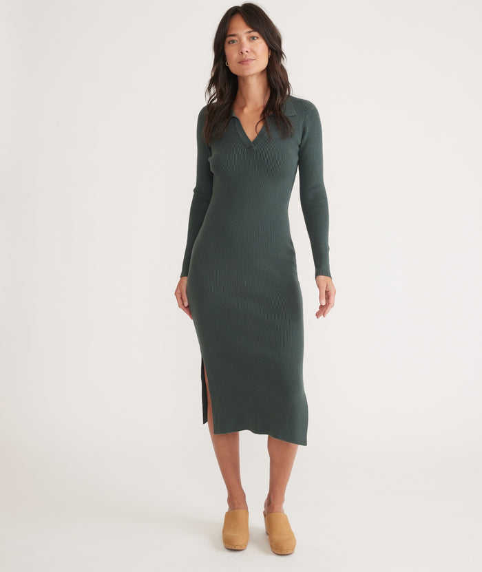 Lexi Rib Long Sleeve Sweater Polo Dress – Marine Layer