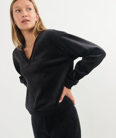 Cord Velour V-Neck Sweatshirt