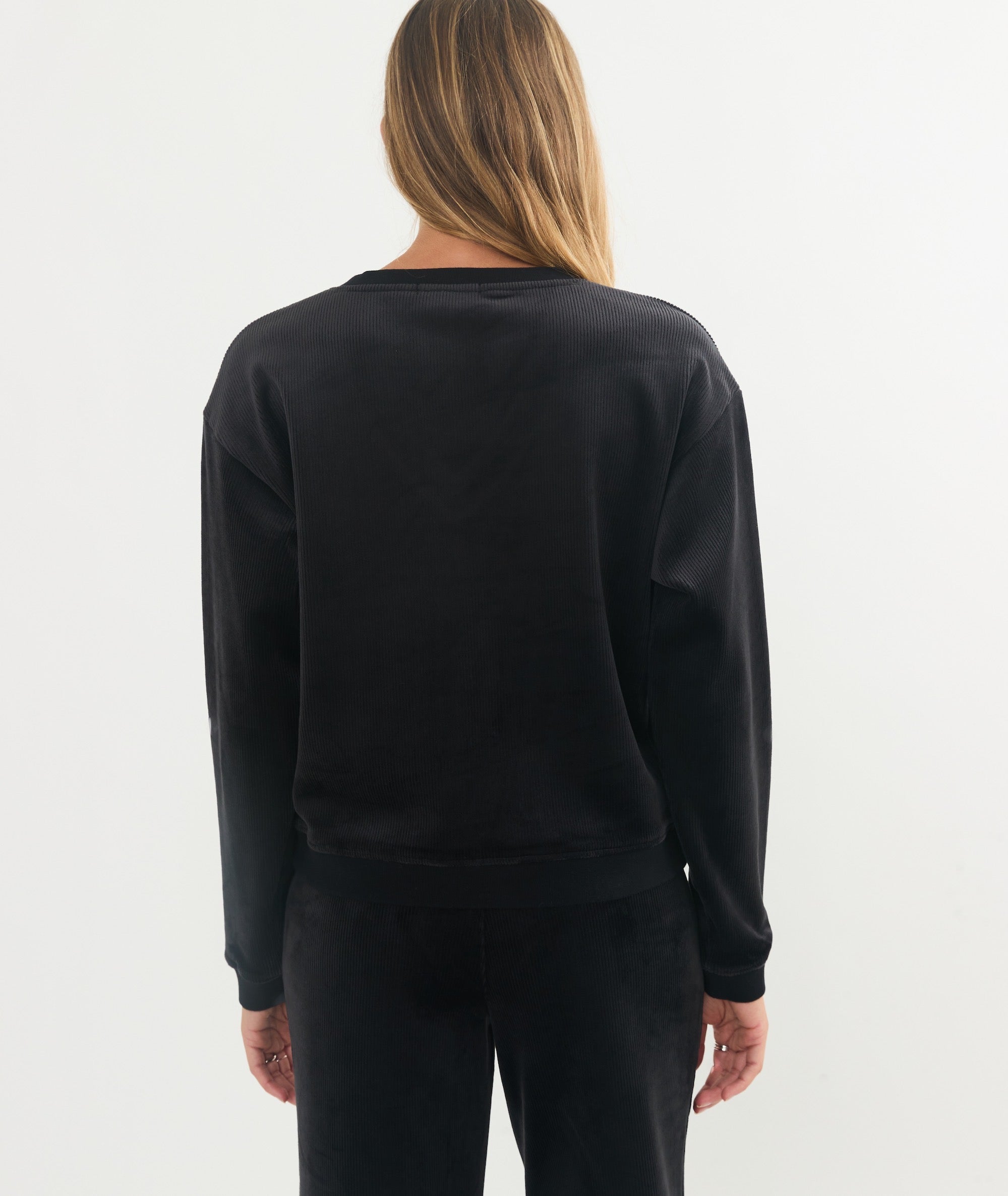 Cord Velour V-Neck Sweatshirt