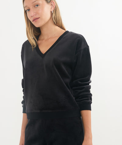 Cord Velour V-Neck Sweatshirt