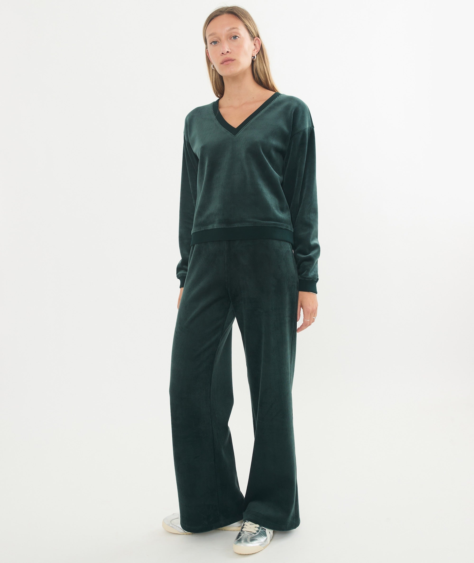 Cord Velour Wide Leg Pant