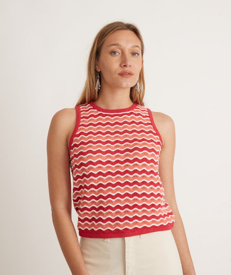 Fay Sweater Top in Coral Wave