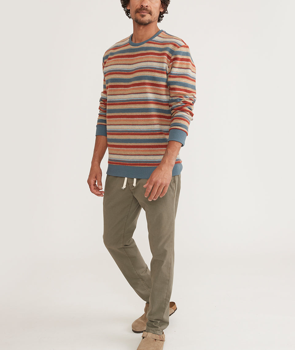 Marine Layer Reed Jacquard Crew Sweater Multi Stripe XL