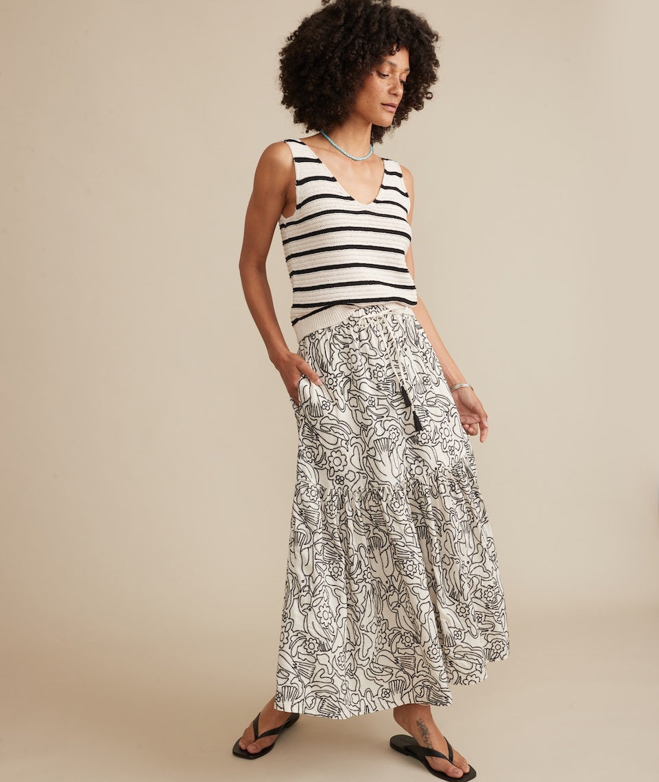 Embroidered sale striped skirt