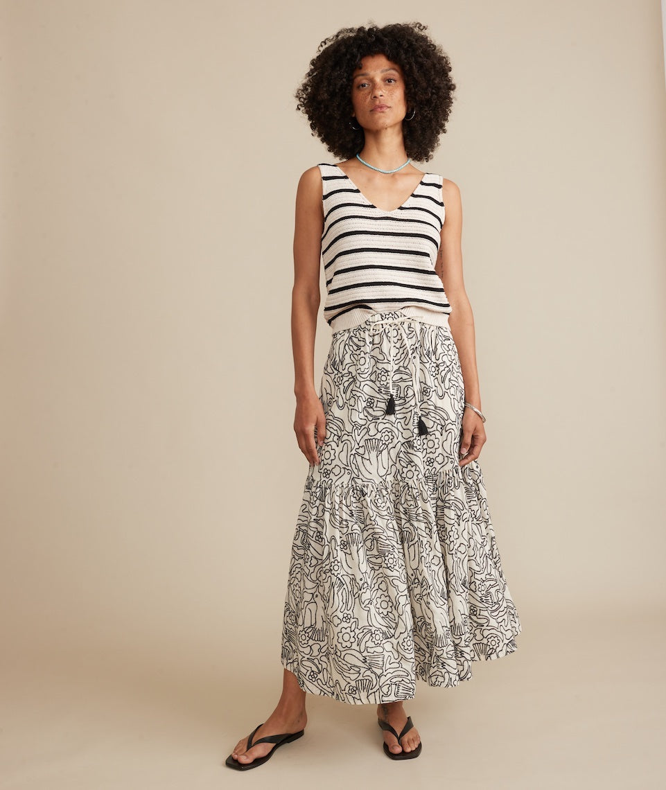 Embroidered cream best sale skirt