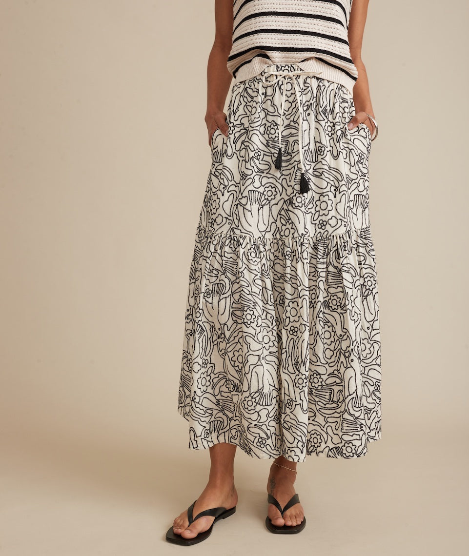 Embroidered on sale layered skirt