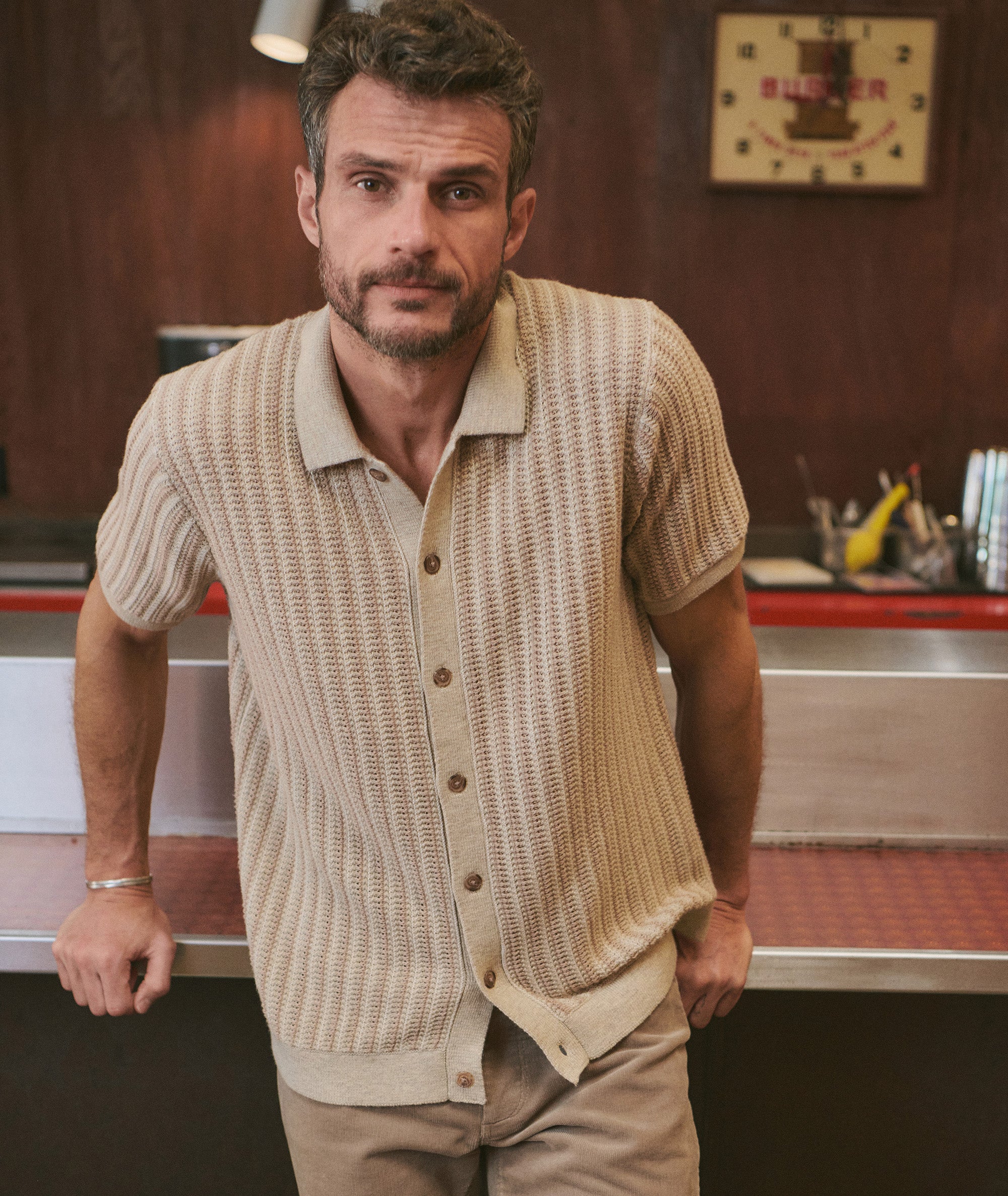 dress shirt sweater Marine Layer Wyatt Men Sweater Button Down